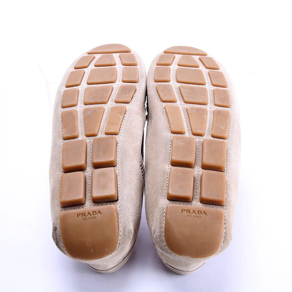 Suede Driving Loafers Size 38 Taupe