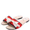Knit Bow Embellished Flats Size 37.5 Red/Navy