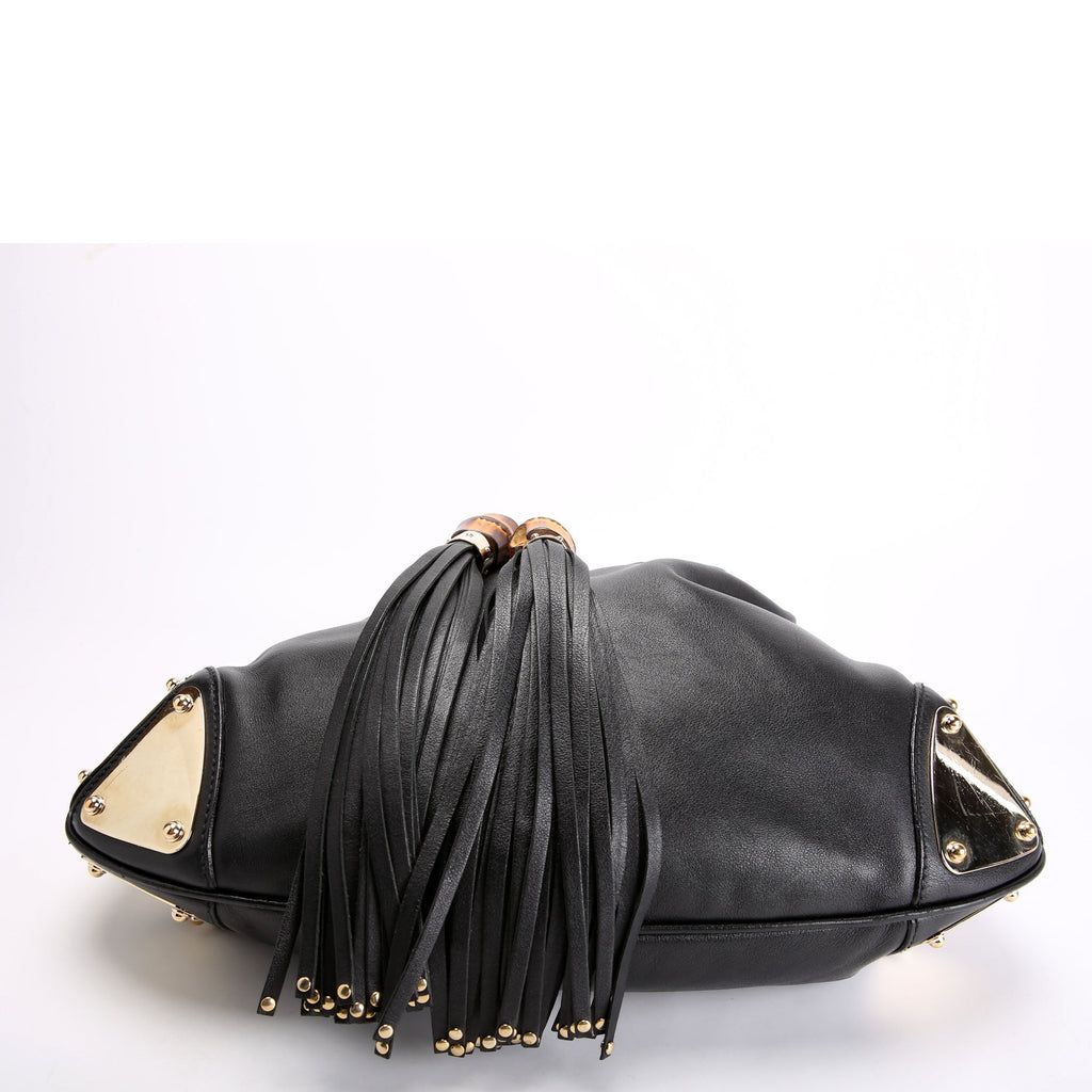 177139 Indy Top Handle Hobo Leather Black/Gold