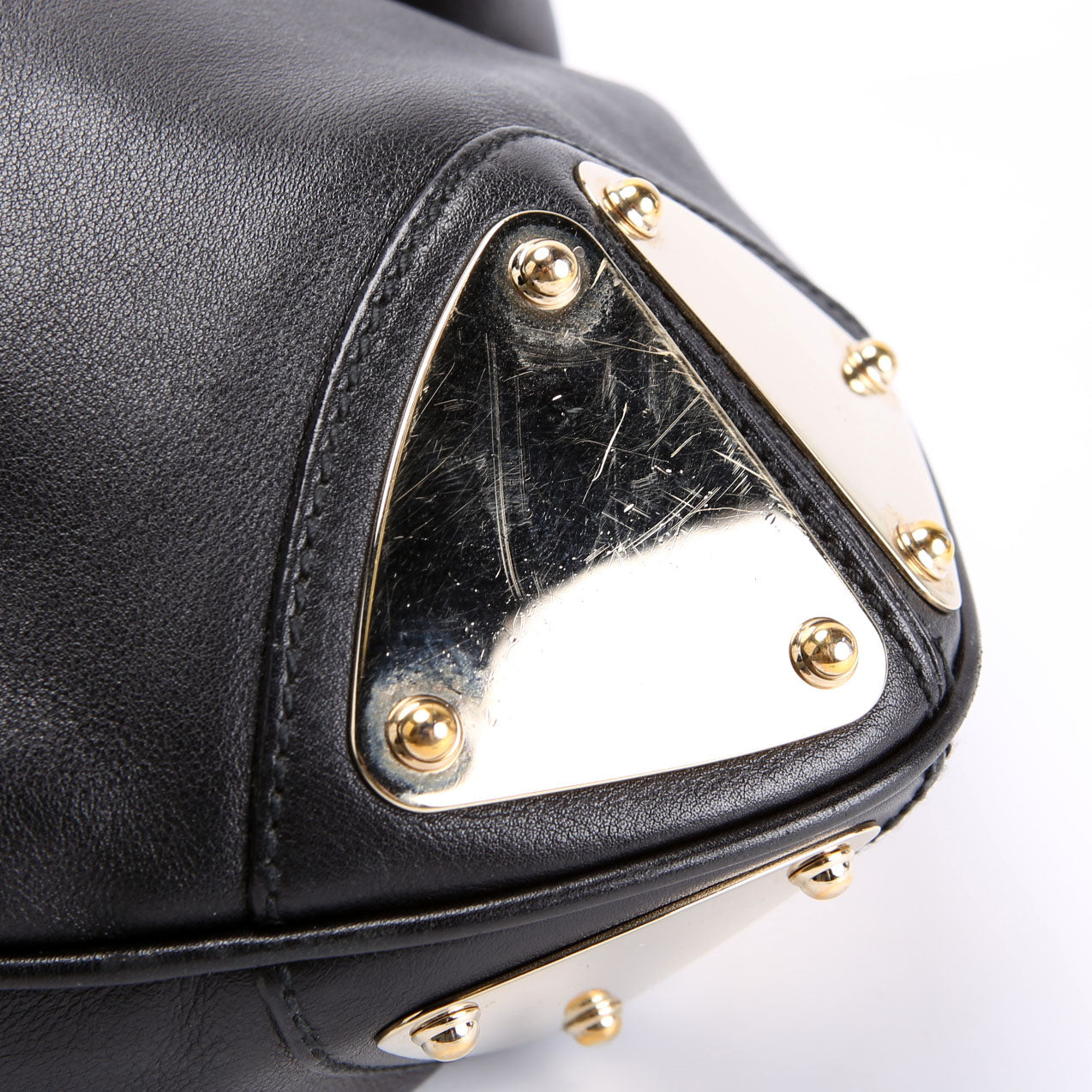 177139 Indy Top Handle Hobo Leather Black/Gold