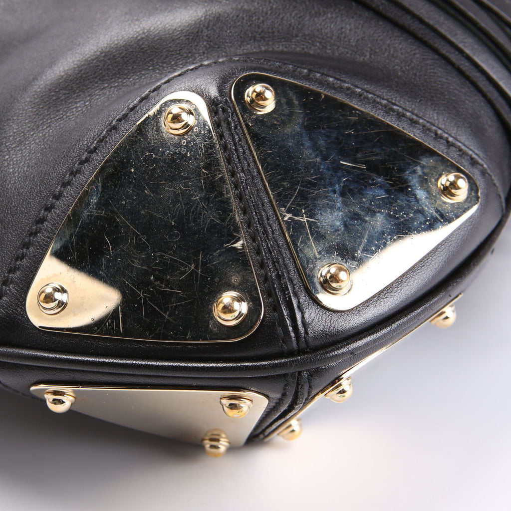 177139 Indy Top Handle Hobo Leather Black/Gold