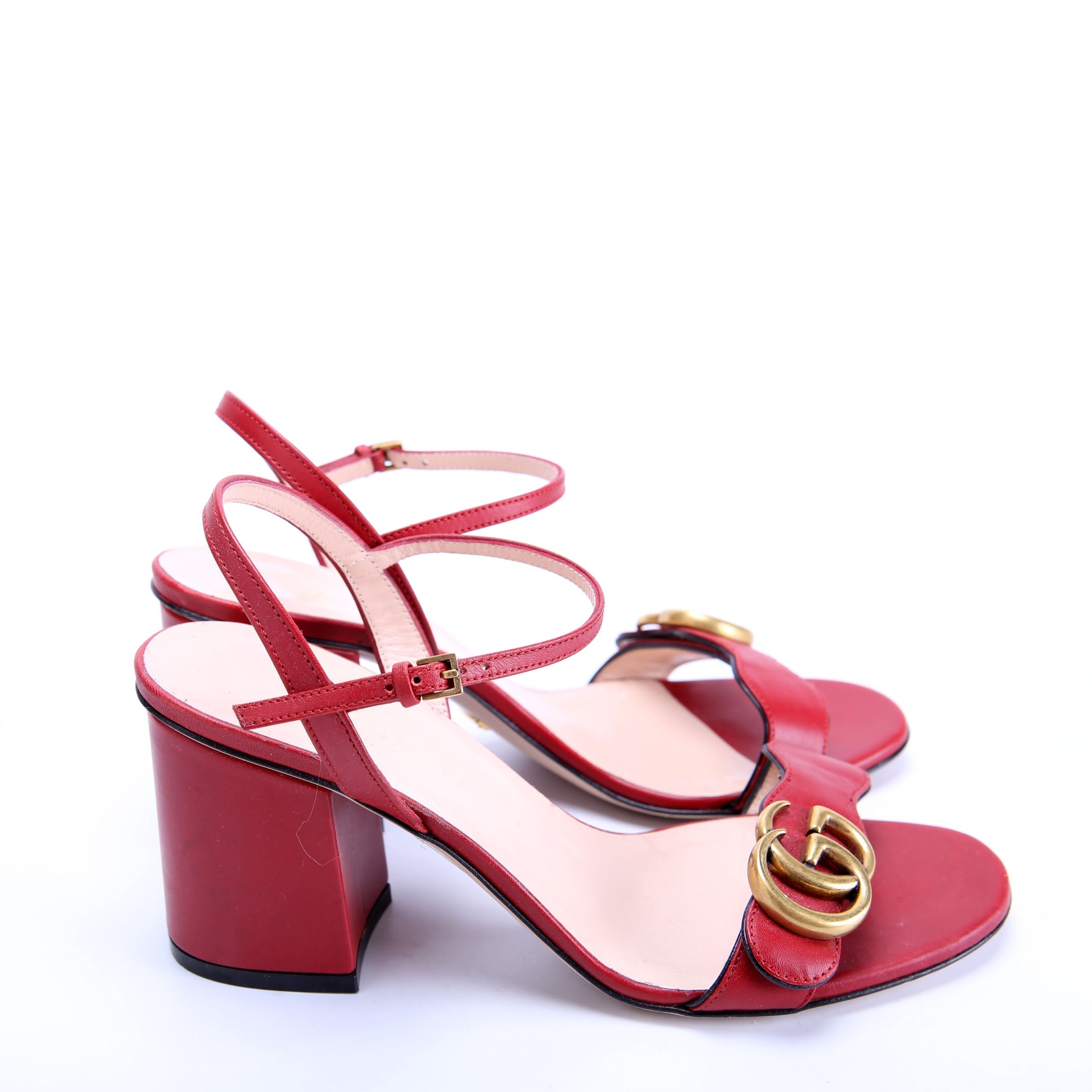 GG Marmont Block Heels Size 36.5 Red