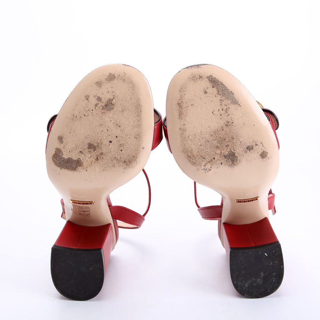 GG Marmont Block Heels Size 36.5 Red