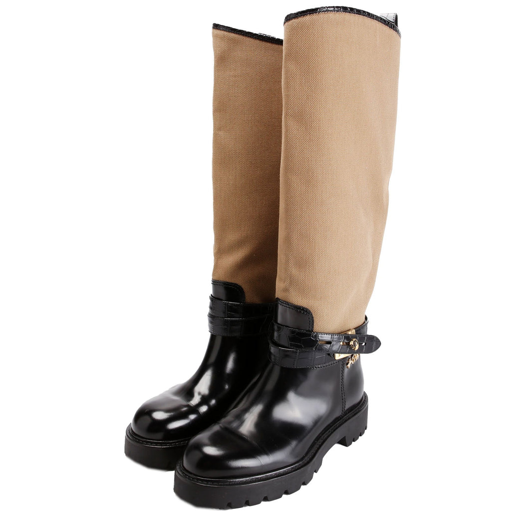 Territory Flat High Ranger Boots Size 37 Beige/Black