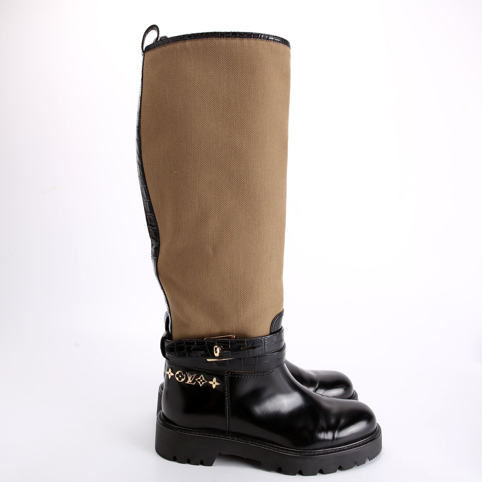 Territory Flat High Ranger Boots Size 37 Beige/Black