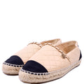 Cap Toe Quilted Espadrilles Size 38 Tan