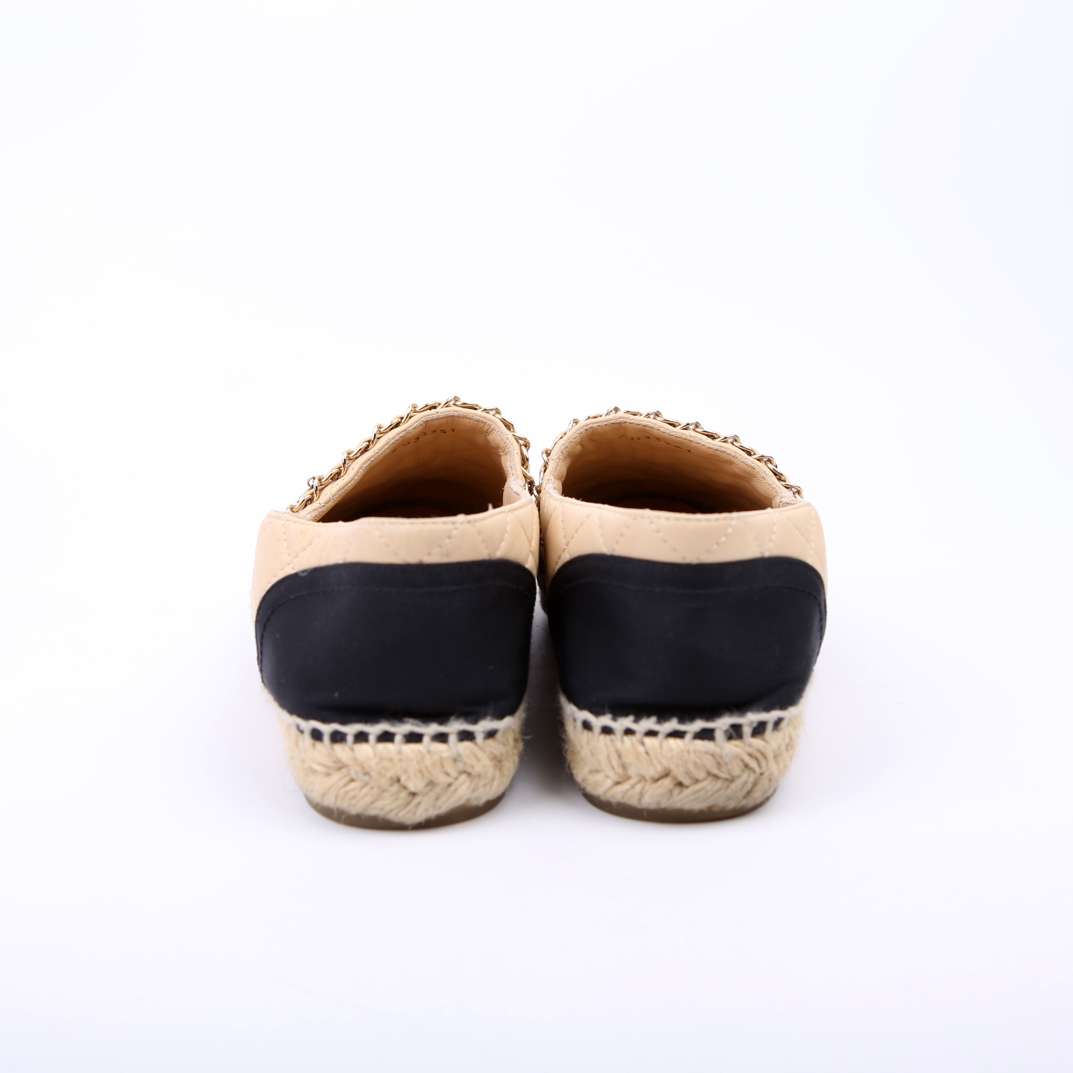 Cap Toe Quilted Espadrilles Size 38 Tan