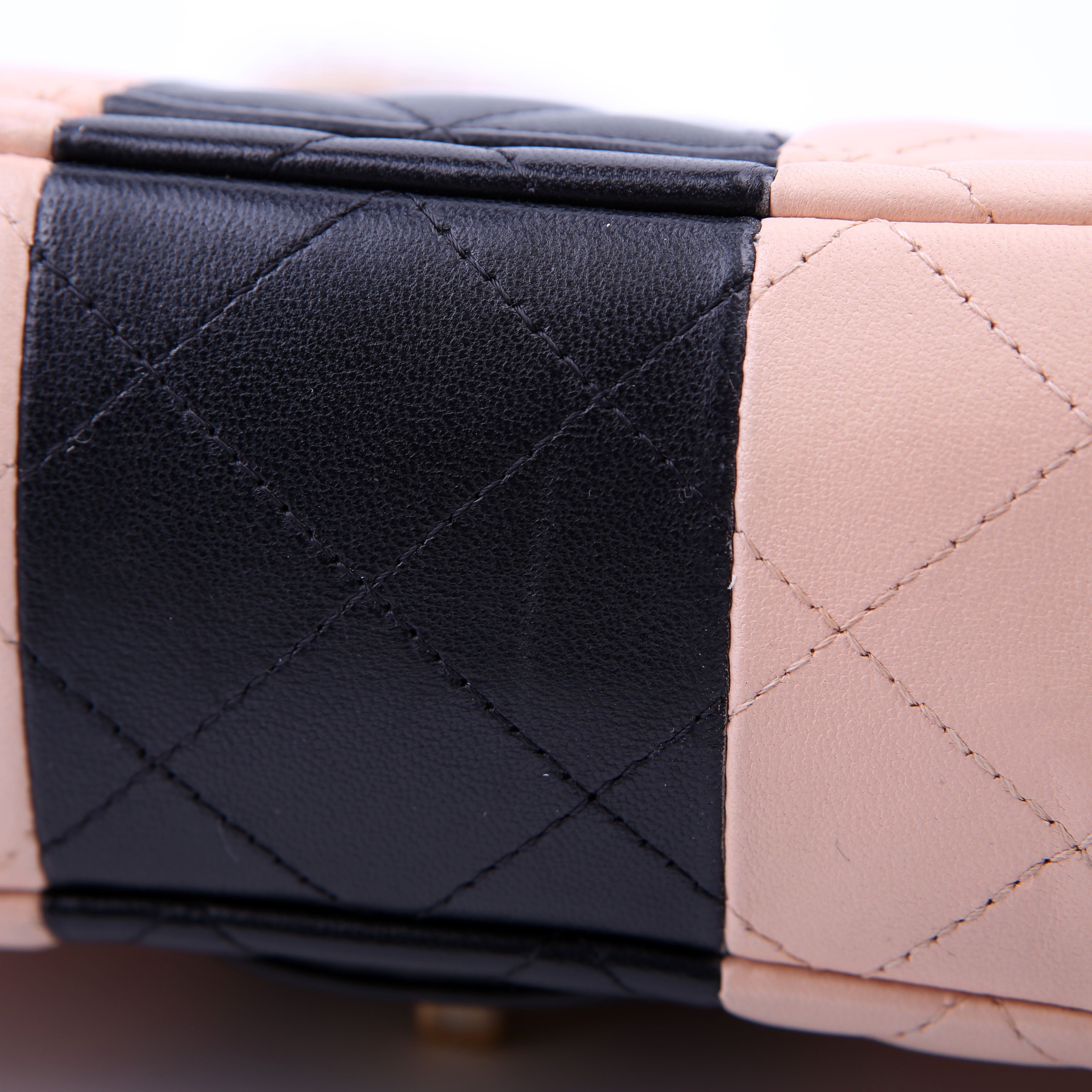 Classic Flap Mini Rectangle Lambskin RFID Black/Pink