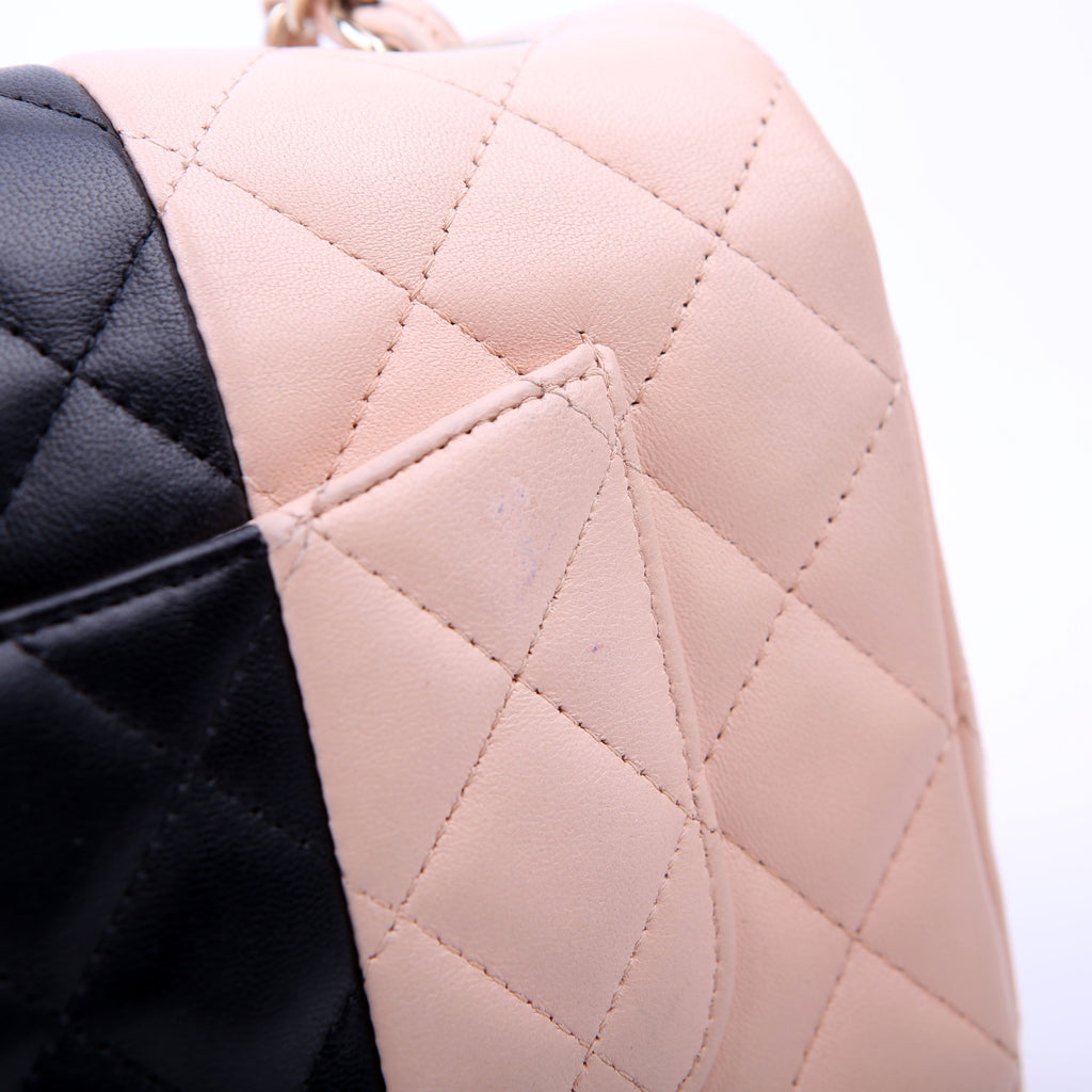 Classic Flap Mini Rectangle Lambskin RFID Black/Pink