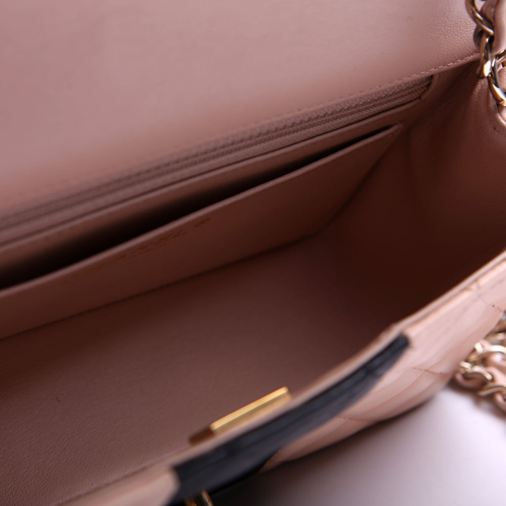 Classic Flap Mini Rectangle Lambskin RFID Black/Pink
