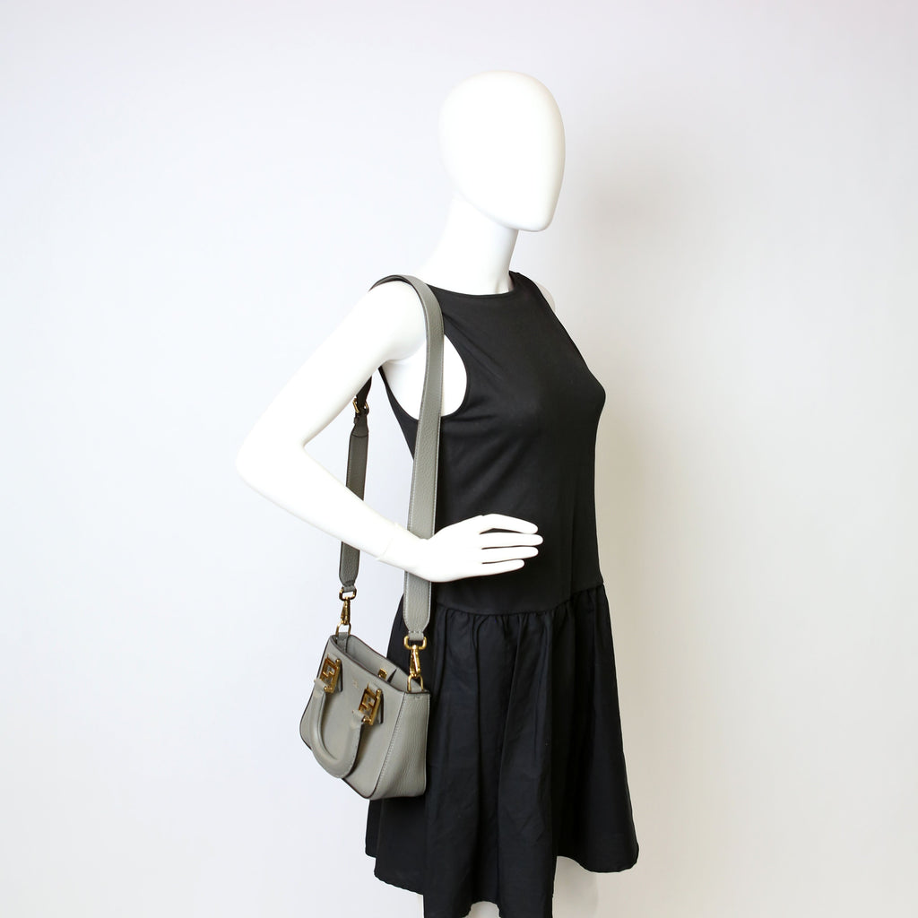 8BH376 Selleria Mini Top Handle Tote Grey