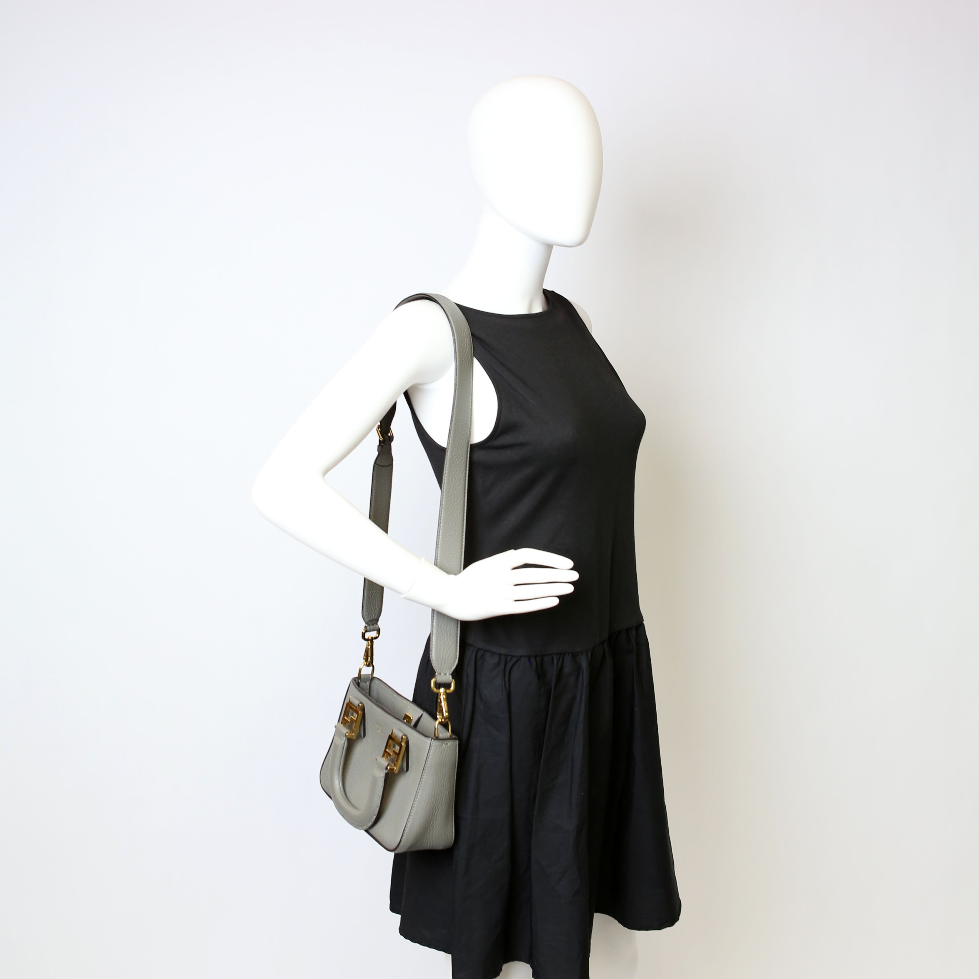 8BH376 Selleria Mini Top Handle Tote Grey