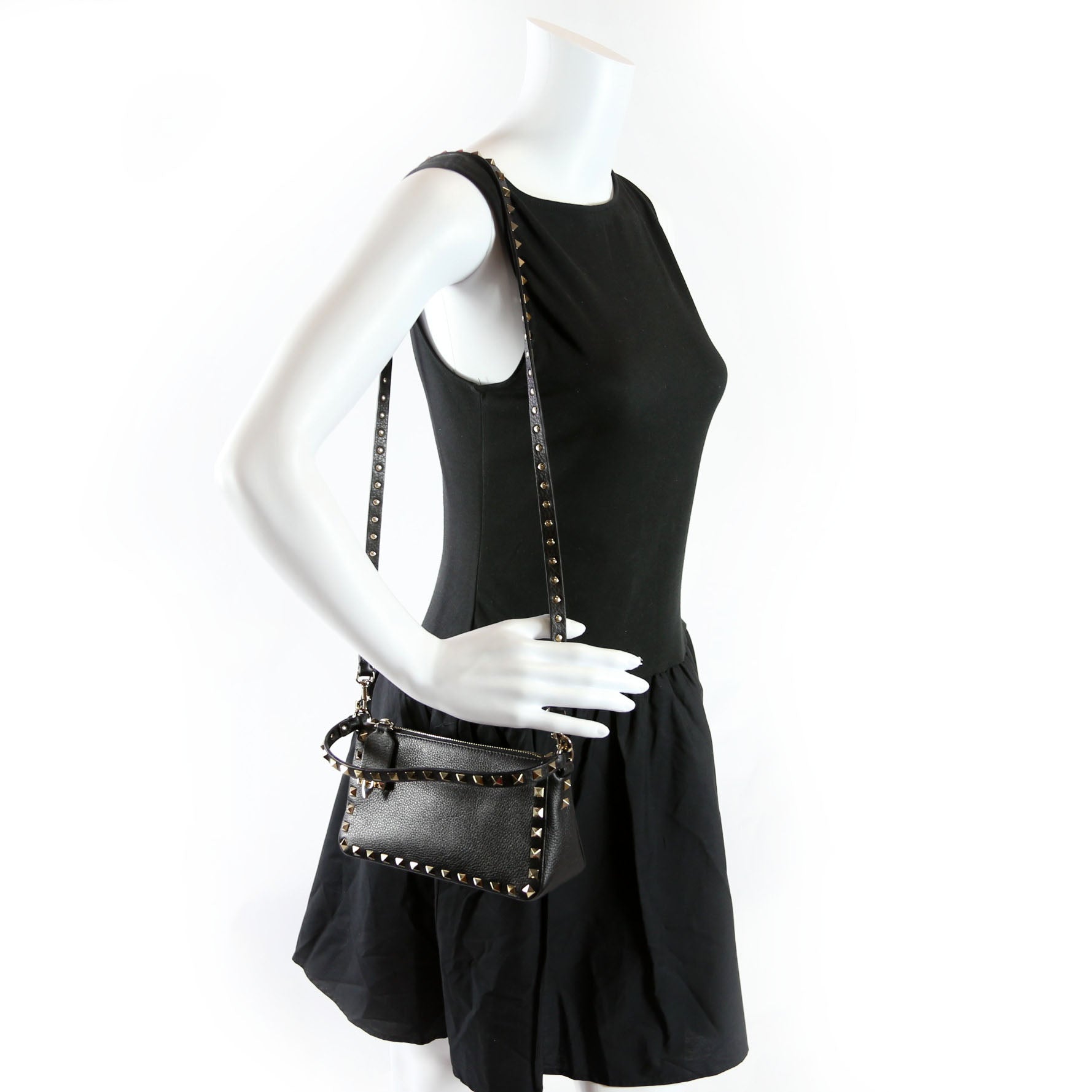 Rockstud Zip-Up Bag Black