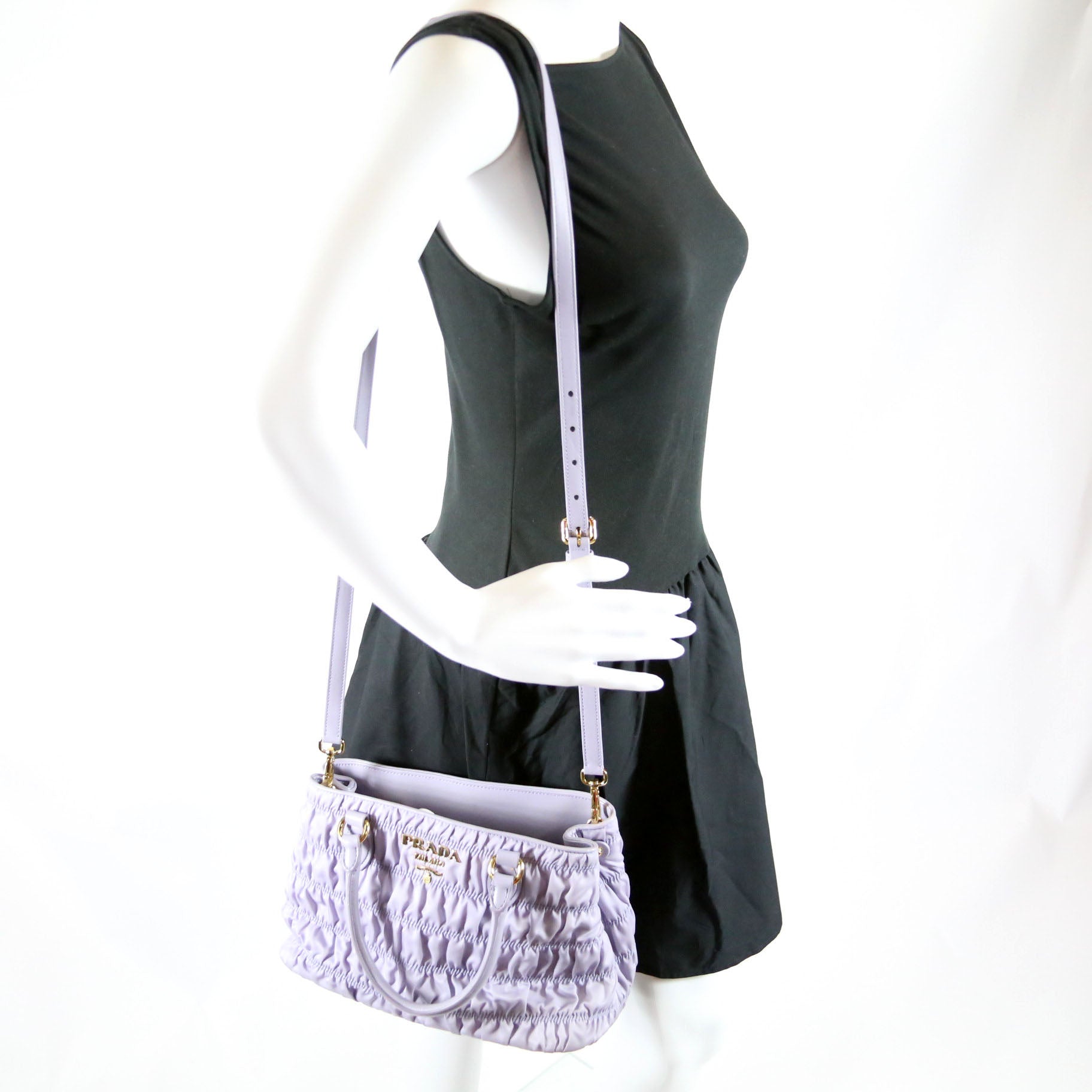 1BA173 Tessuto Gaufre Nylon Small Satchel Purple