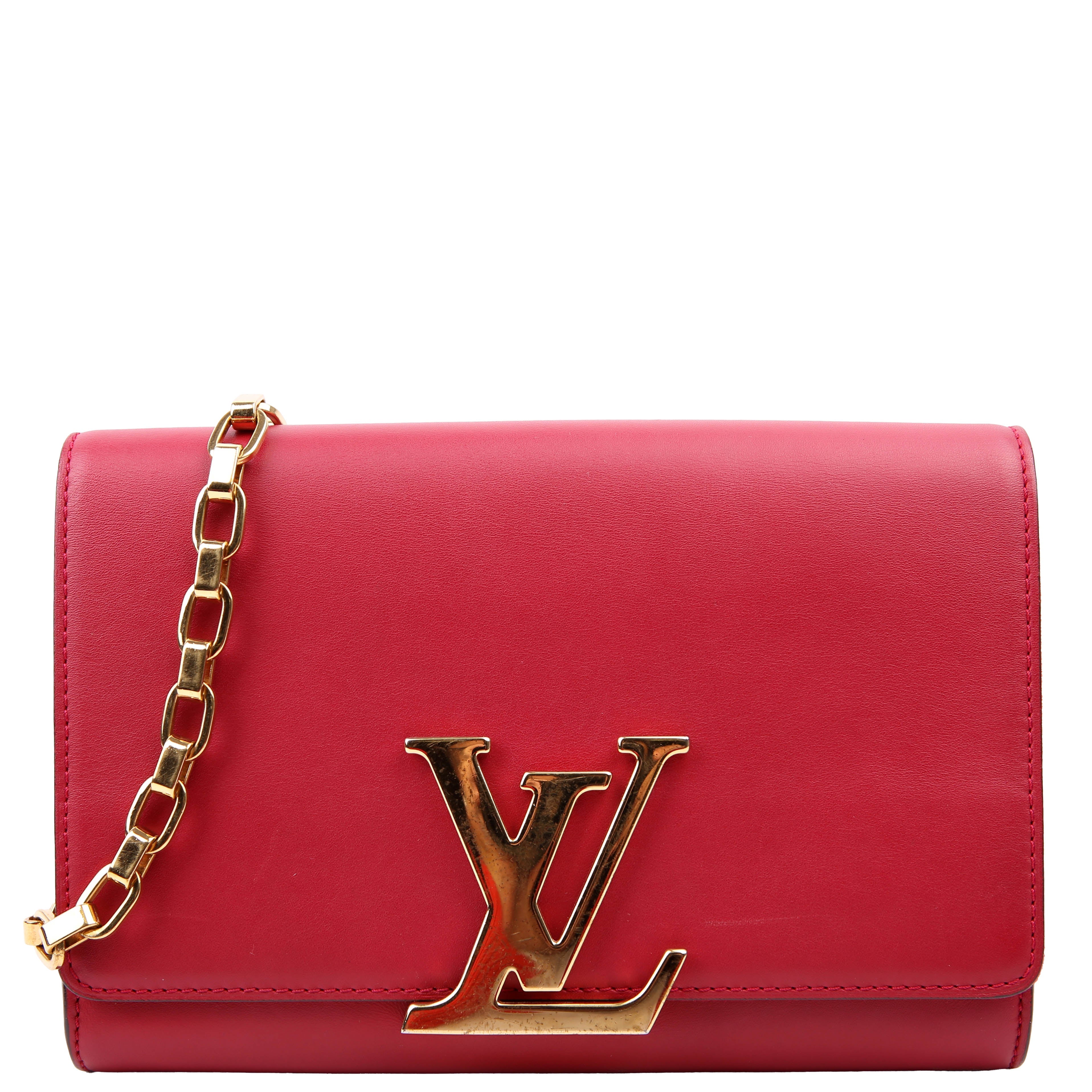 Louise MM Chain Bag Calfskin Red