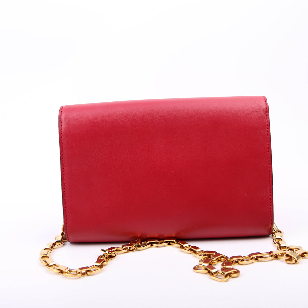 Louise MM Chain Bag Calfskin Red