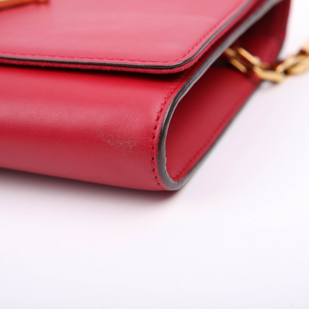 Louise MM Chain Bag Calfskin Red