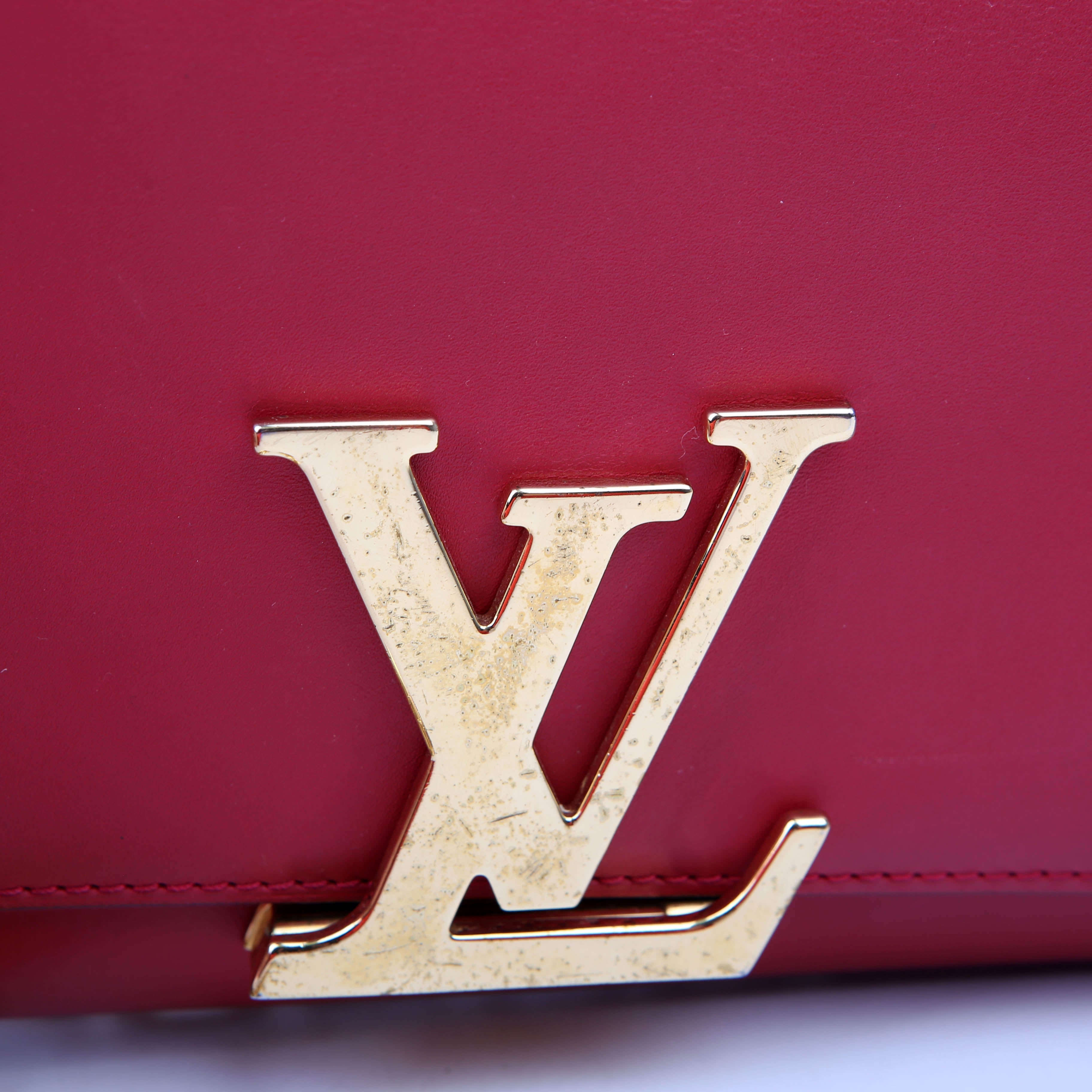 Louise MM Chain Bag Calfskin Red