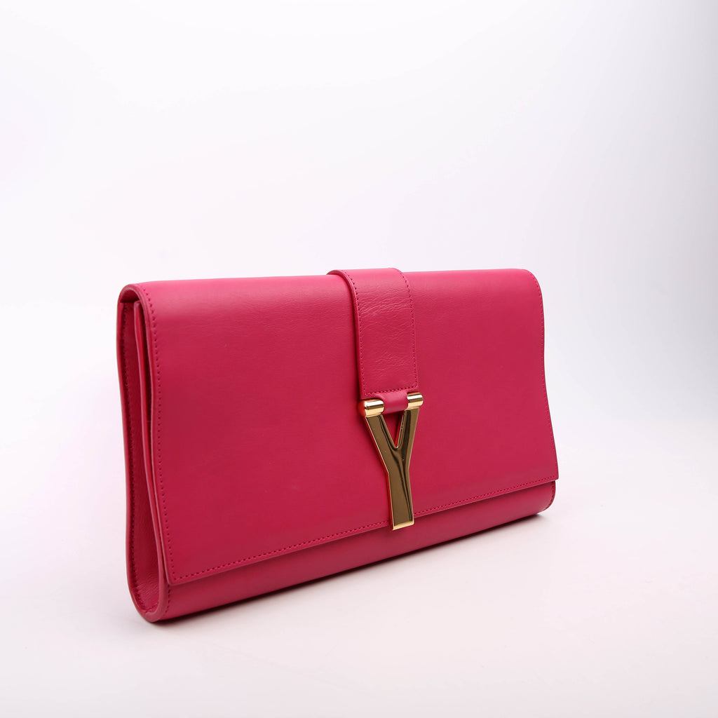 SAINT LAURENT Classic Y Ligne Clutch Smooth Leather 311213 Pink