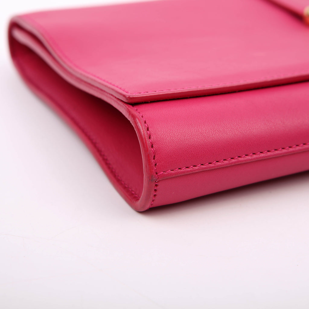 SAINT LAURENT Classic Y Ligne Clutch Smooth Leather 311213 Pink
