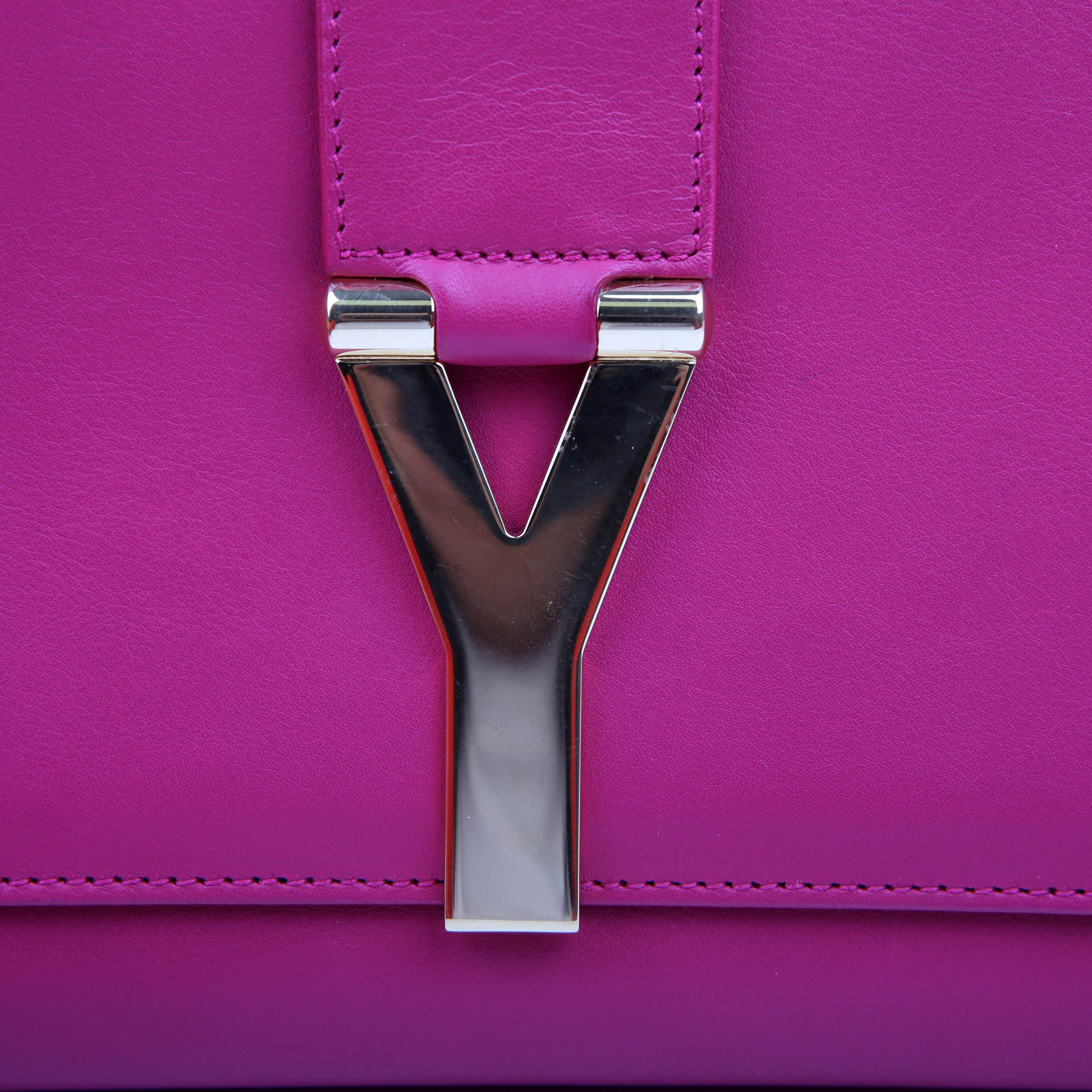 SAINT LAURENT Classic Y Ligne Clutch Smooth Leather 311213 Pink