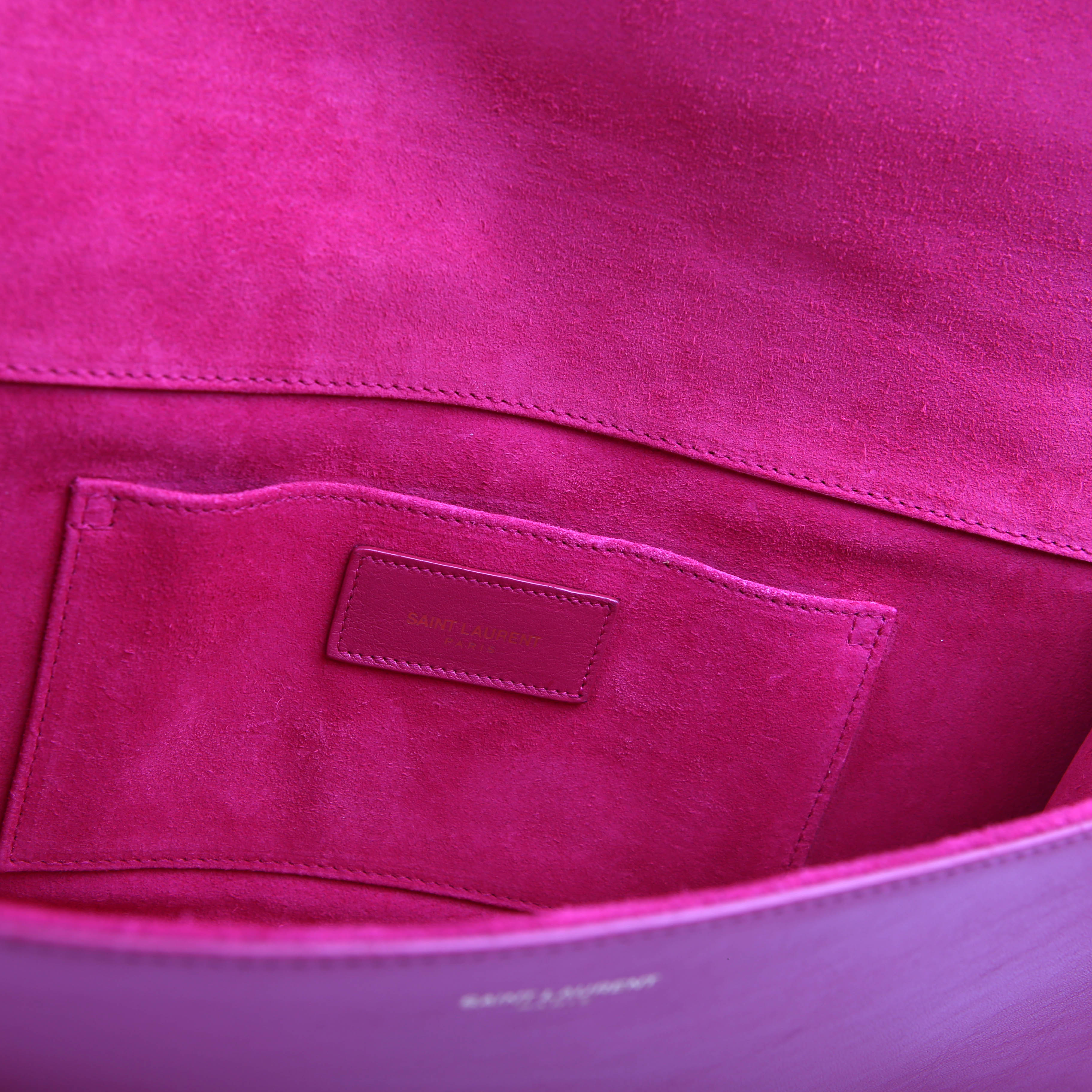 SAINT LAURENT Classic Y Ligne Clutch Smooth Leather 311213 Pink