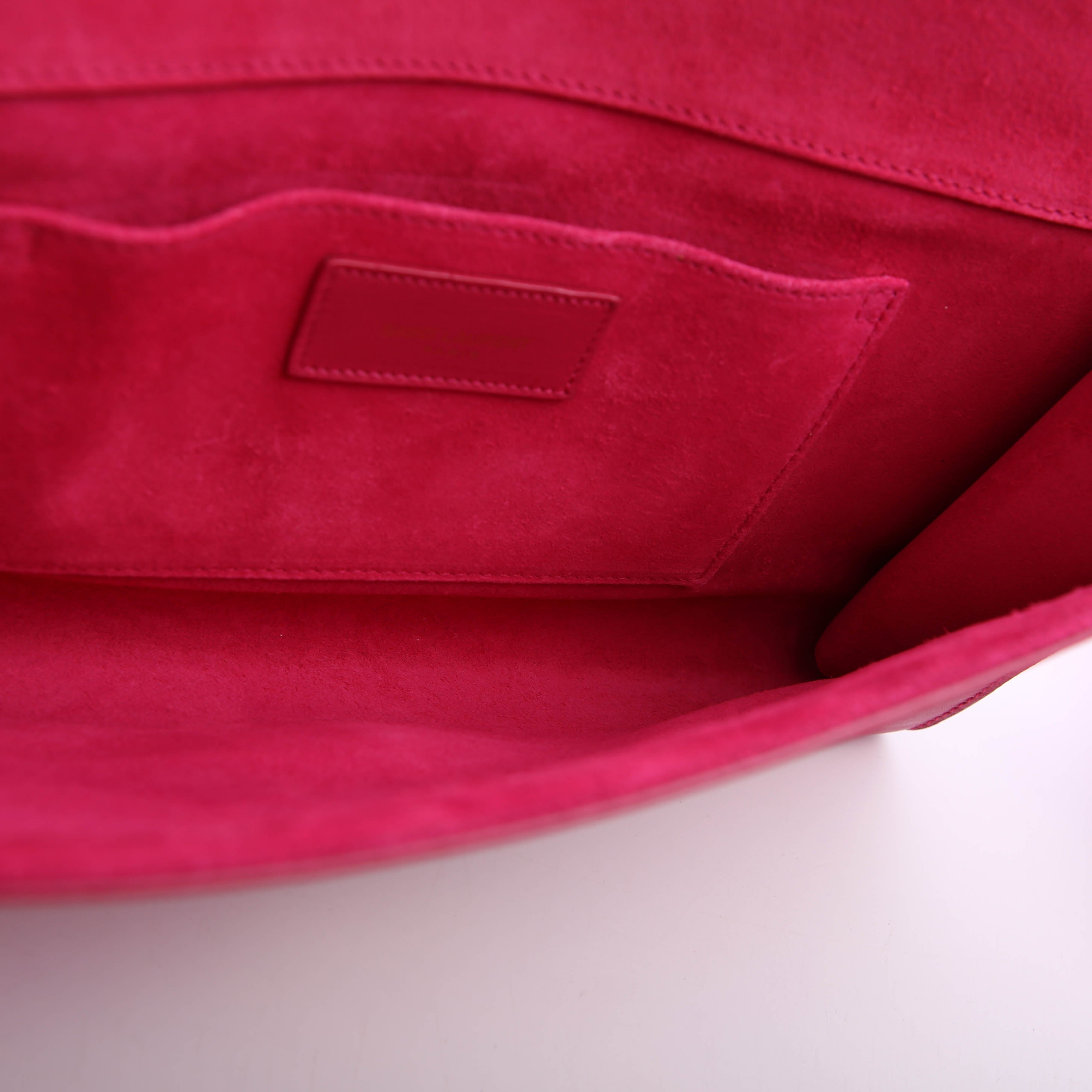 SAINT LAURENT Classic Y Ligne Clutch Smooth Leather 311213 Pink