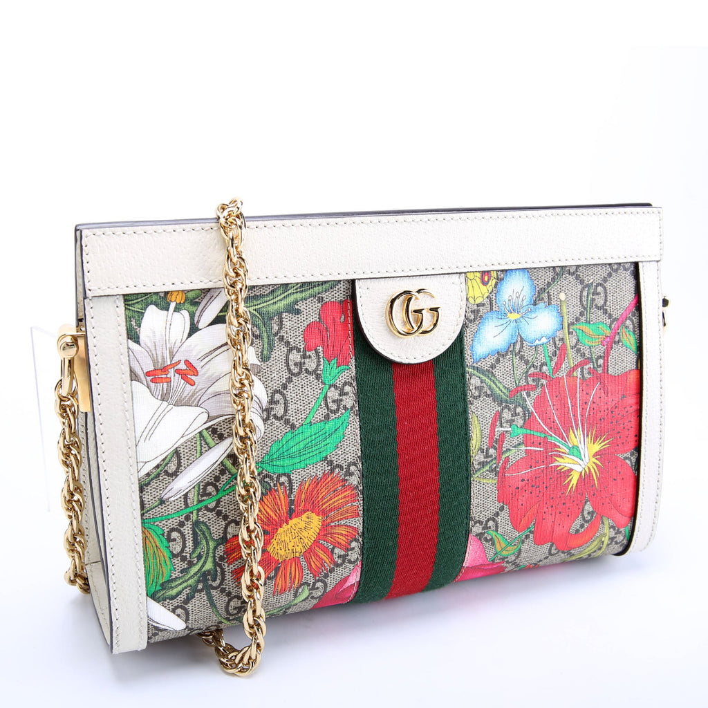 503877 GG Supreme Flora Ophidia Small Chain White