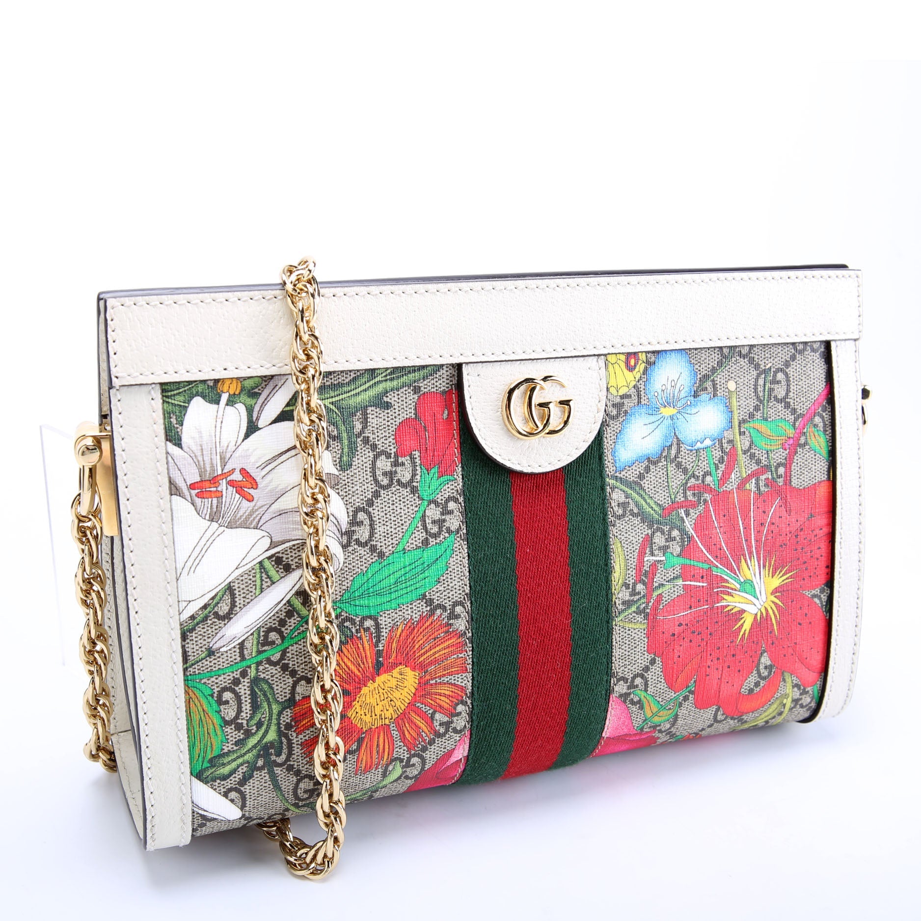 503877 GG Supreme Flora Ophidia Small Chain White
