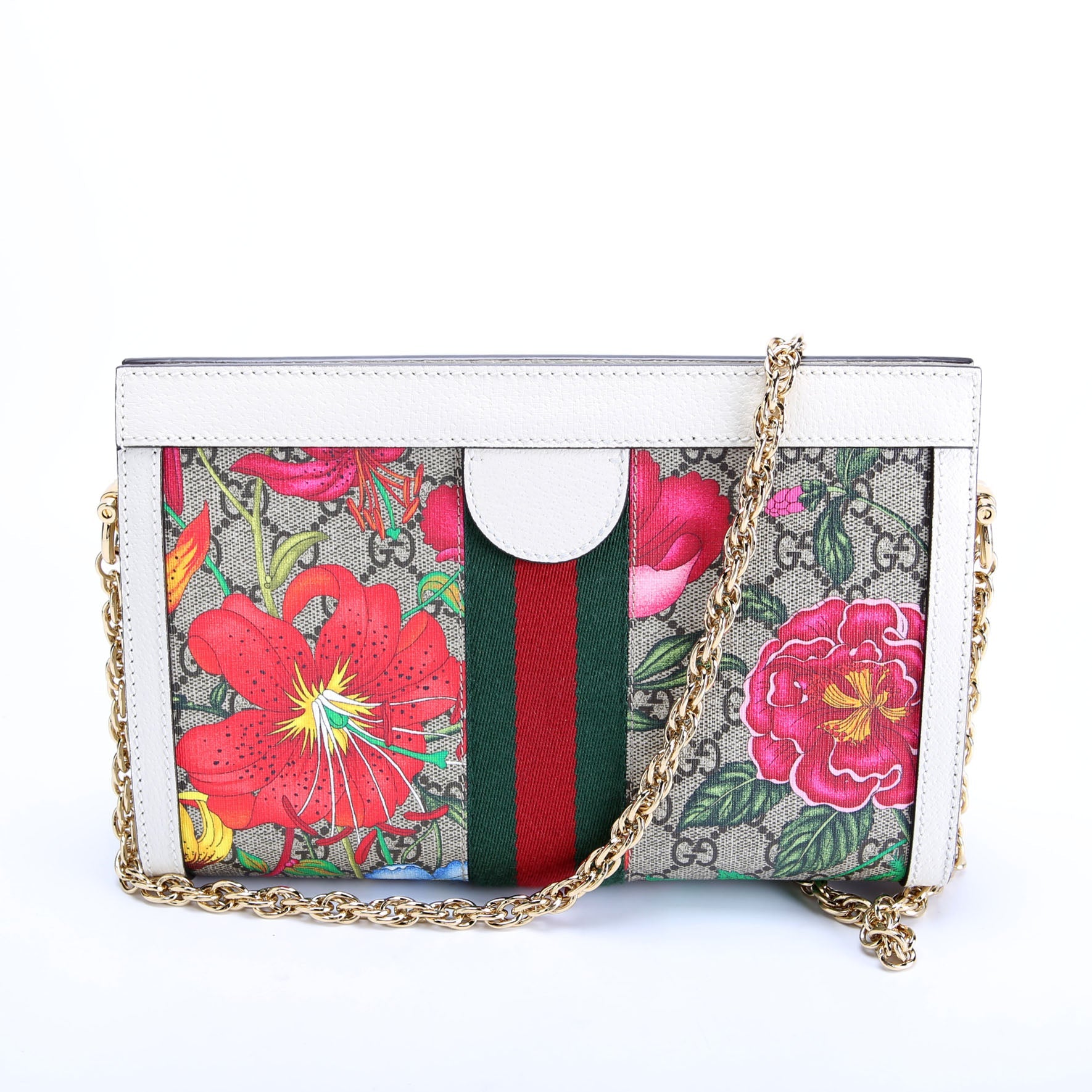 503877 GG Supreme Flora Ophidia Small Chain White