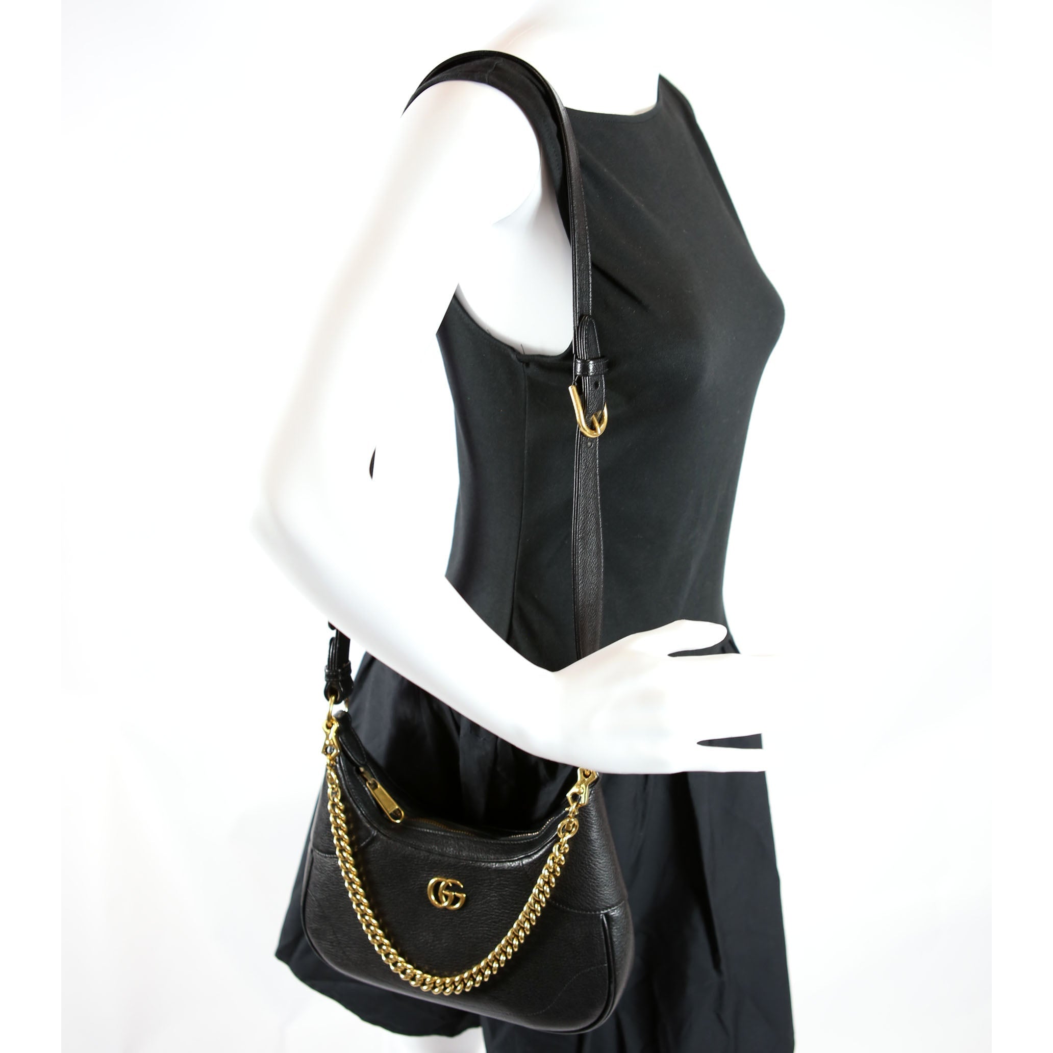 731817 Aphrodite Leather Small Shoulder Bag Black