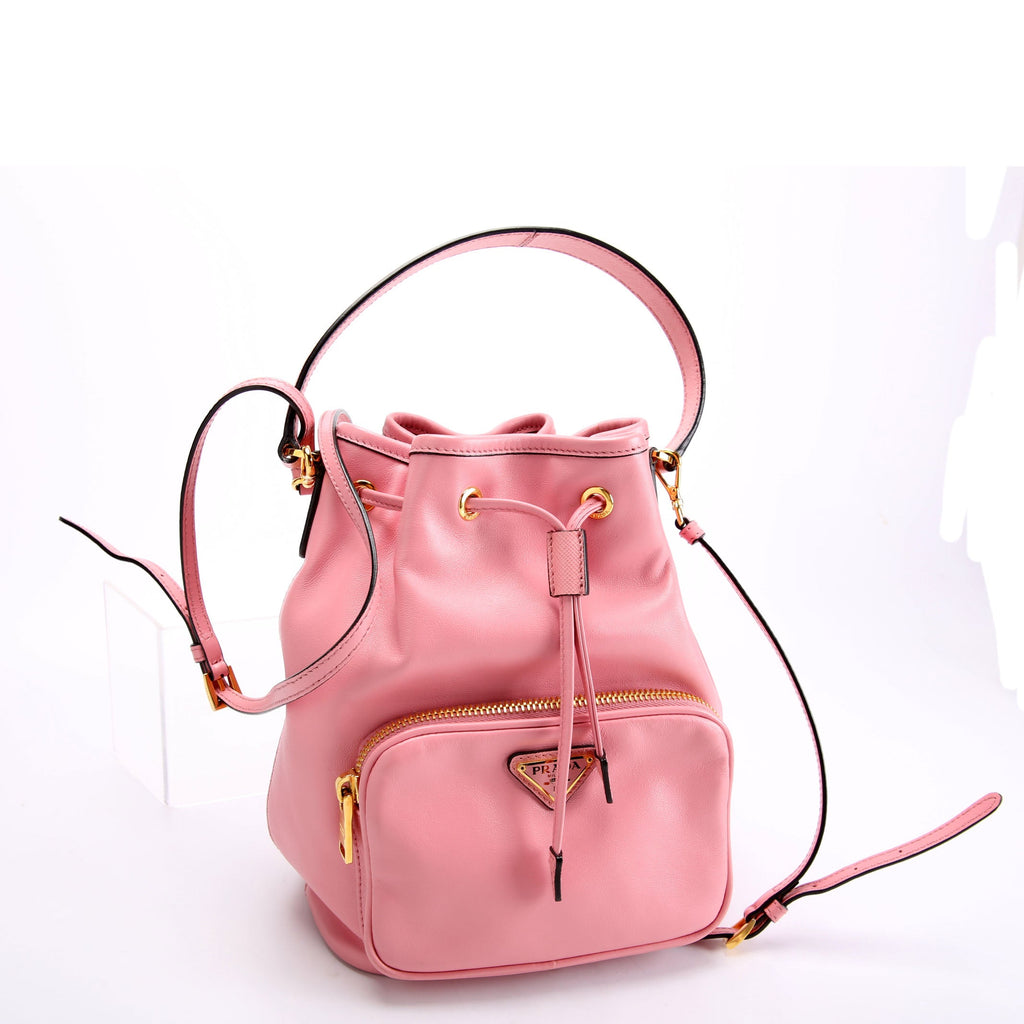 Prada Soft Leather Mini Bucket Pink