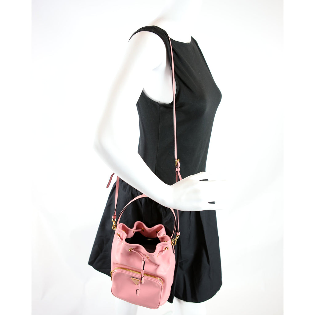 Prada Soft Leather Mini Bucket Pink