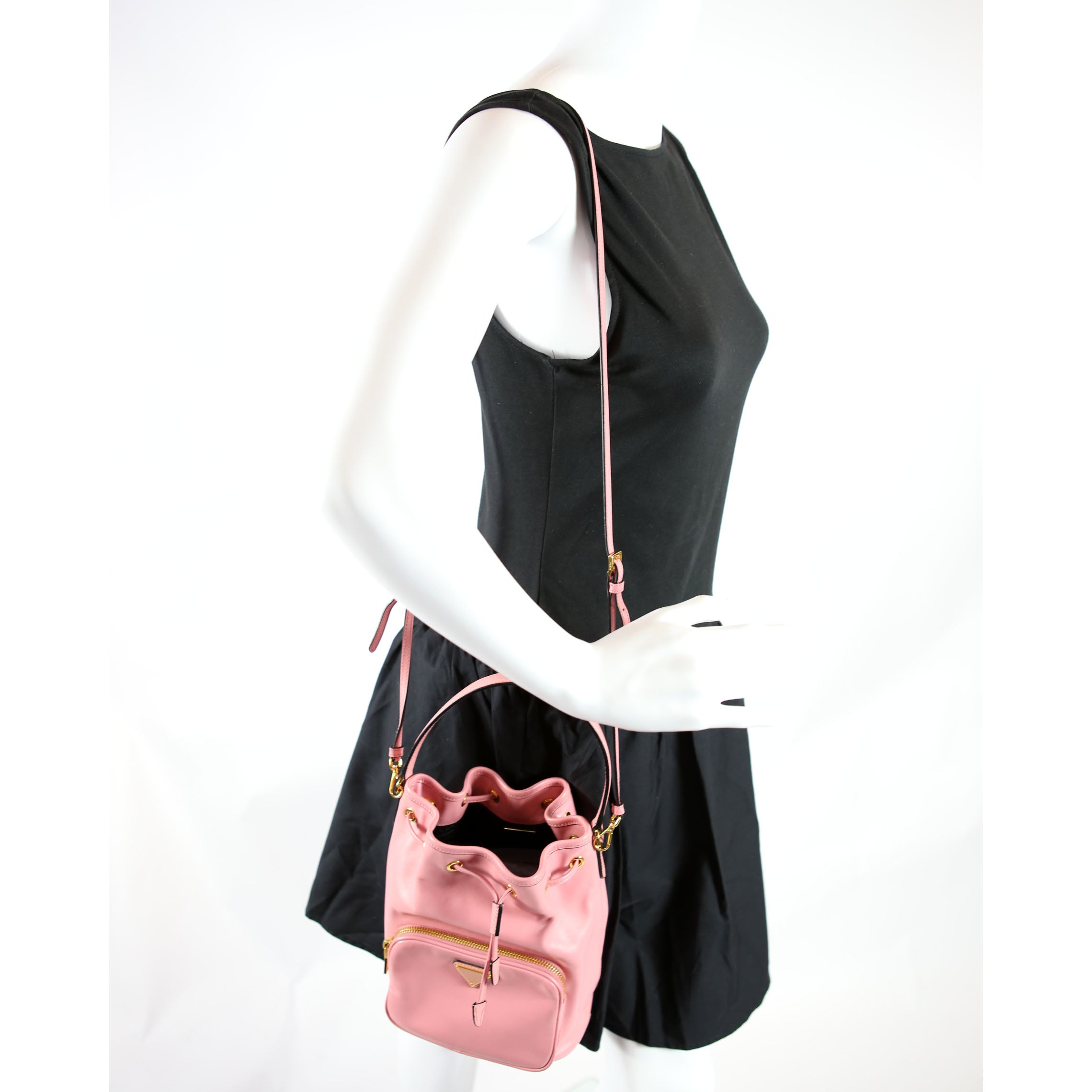 Prada Soft Leather Mini Bucket Pink