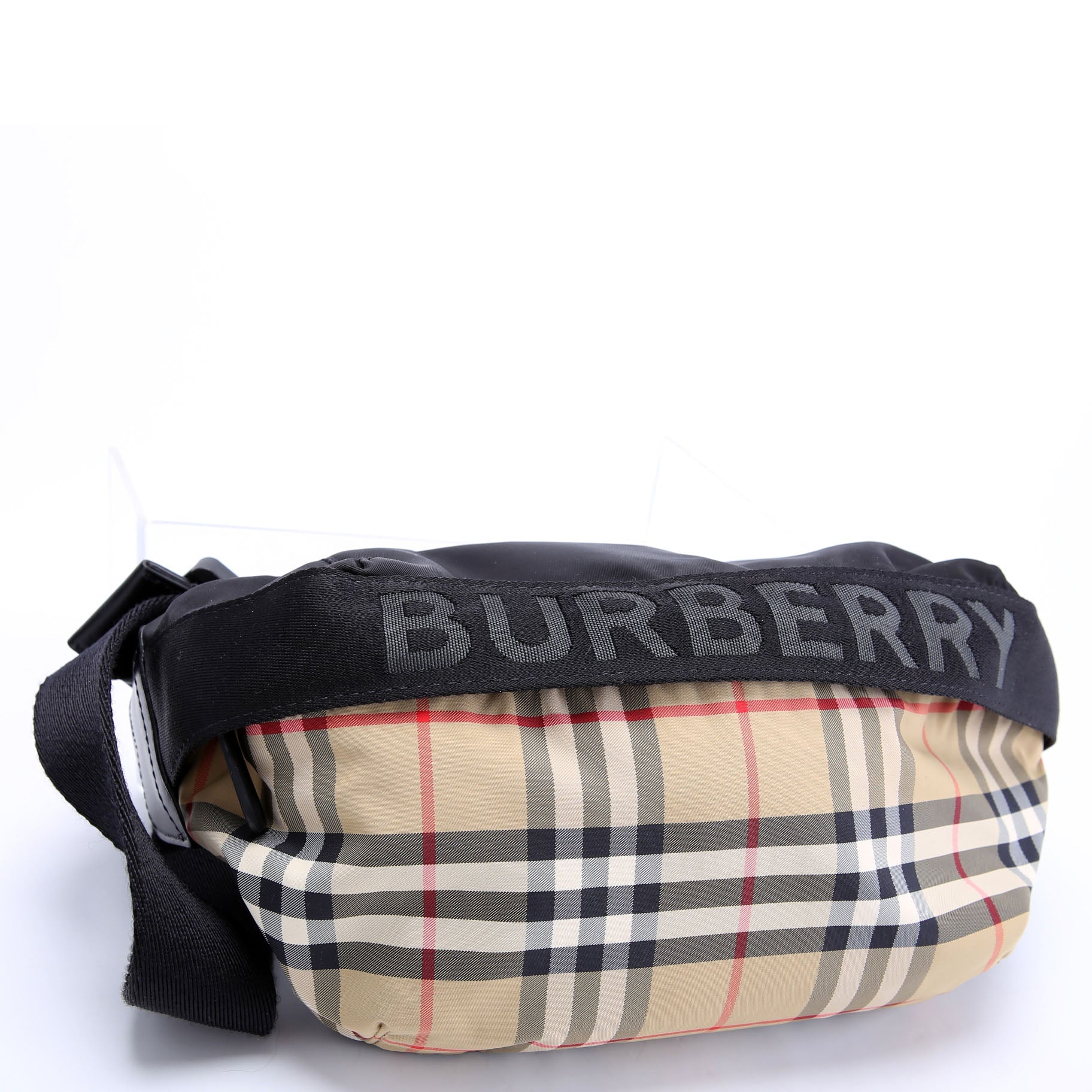 Haymarket Check Nylon Belt Bag Black