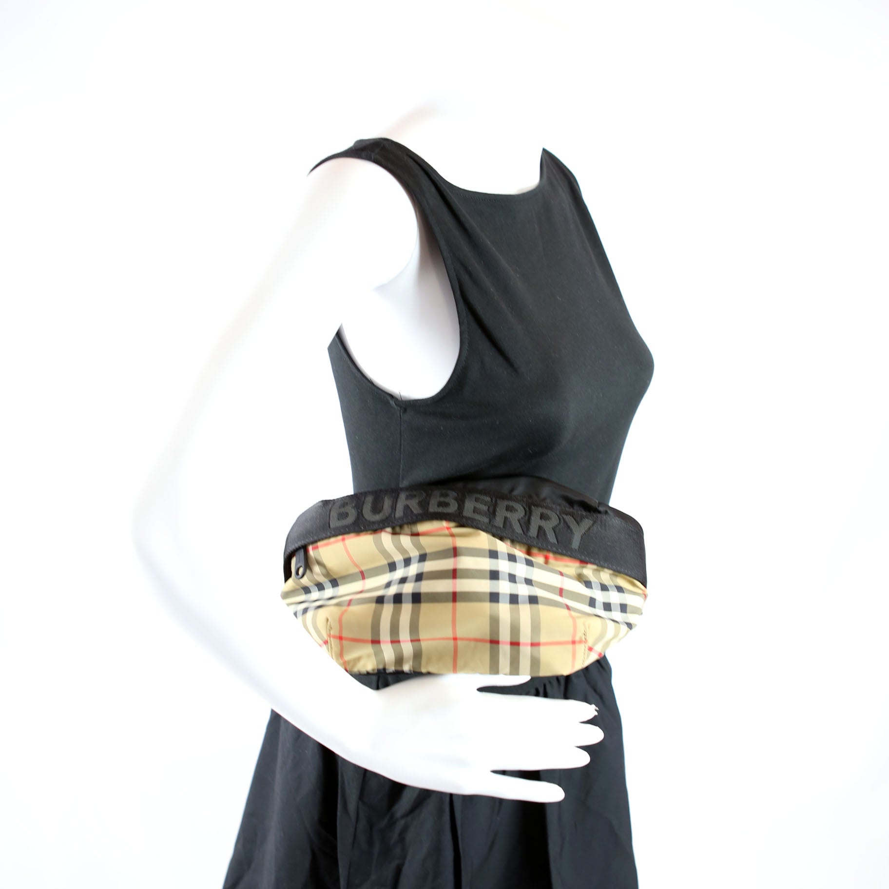 Haymarket Check Nylon Belt Bag Black