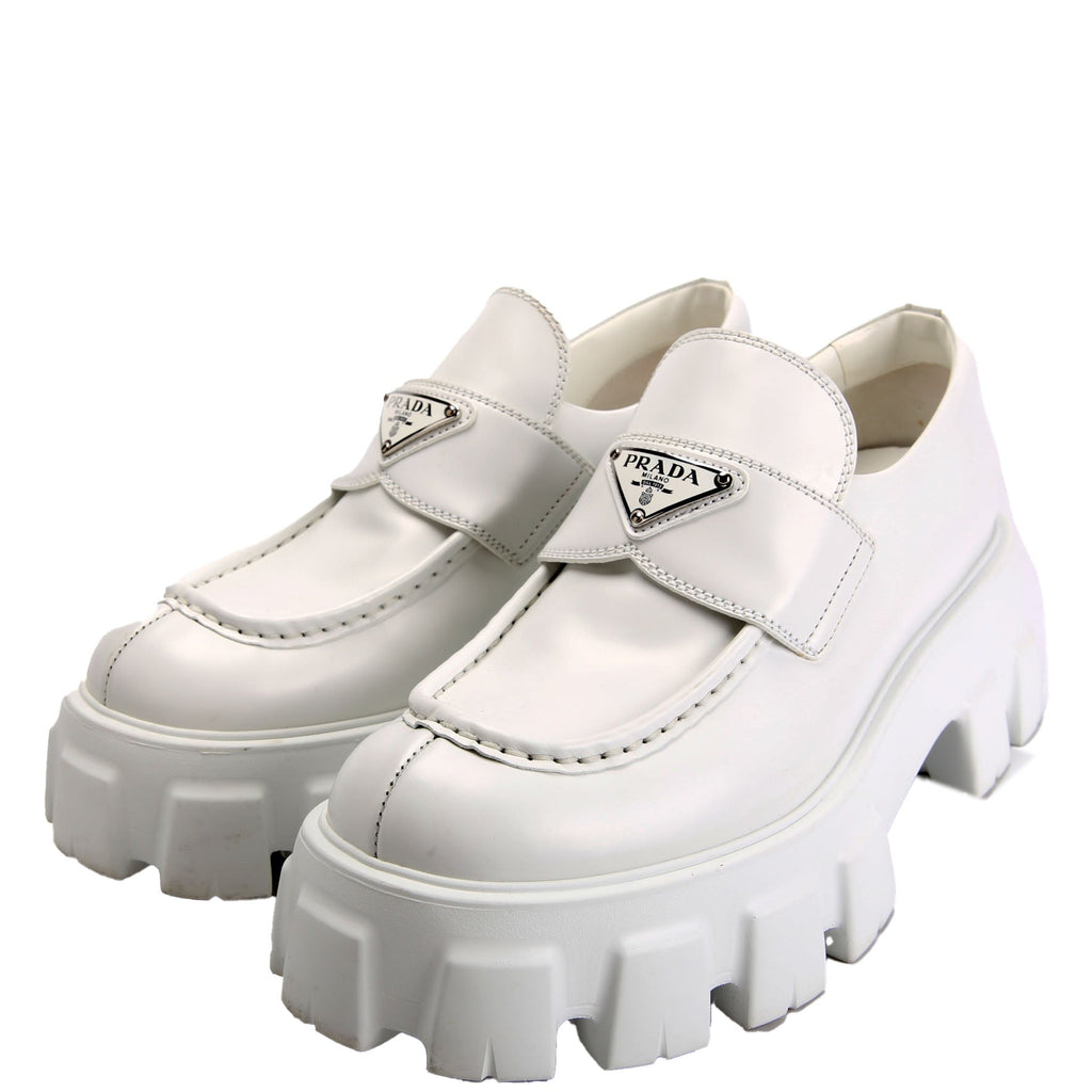 Triangle Logo Monolith Loafers Size 39 White