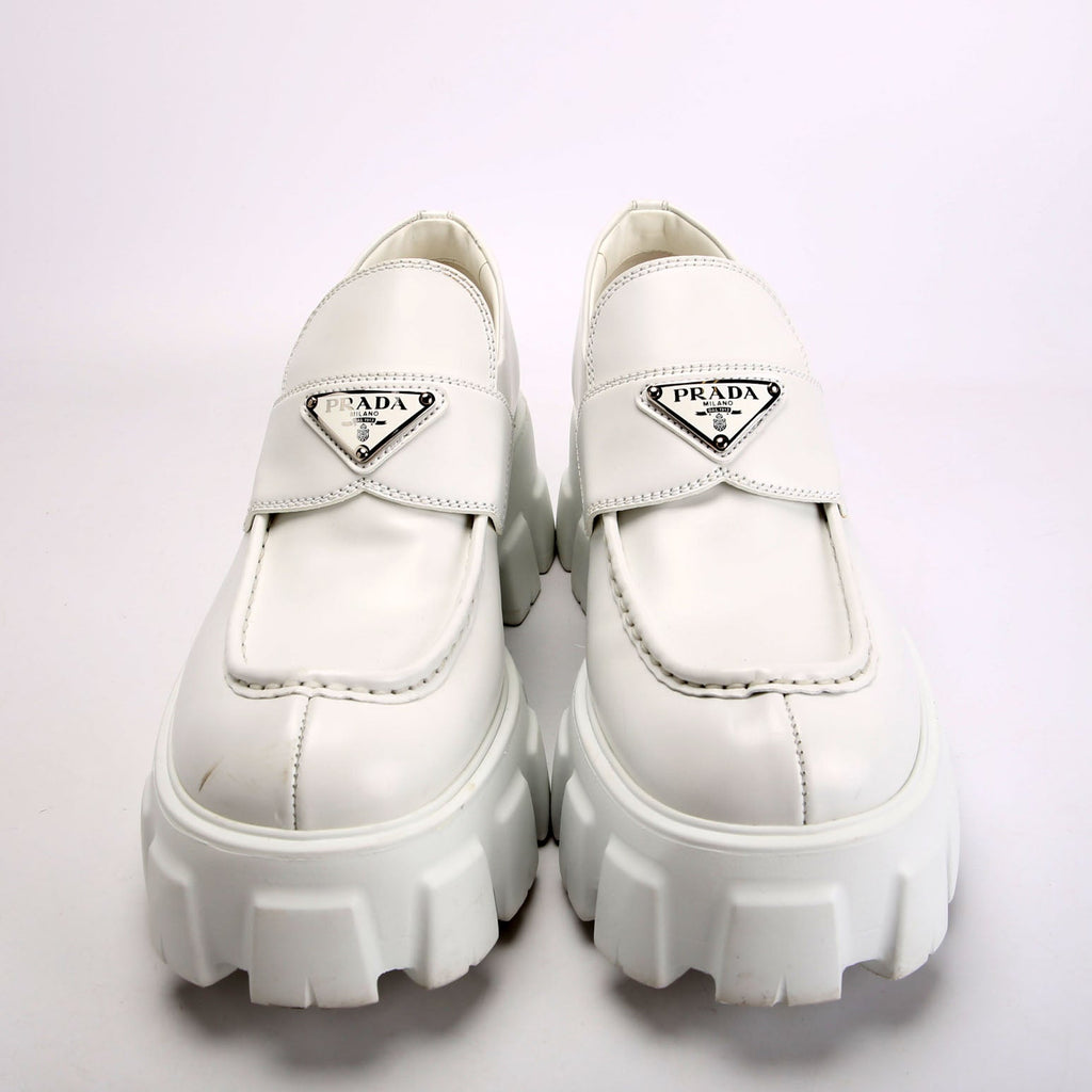 Triangle Logo Monolith Loafers Size 39 White