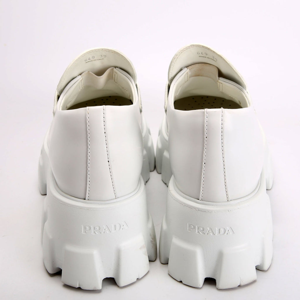 Triangle Logo Monolith Loafers Size 39 White