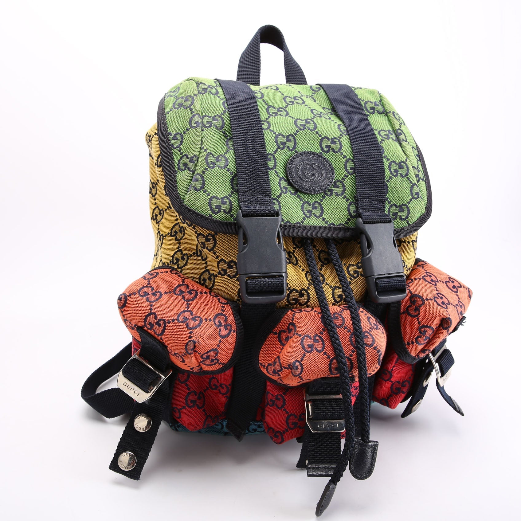 658783 GG Canvas Retro Utility Pocket Backpack Multicolor