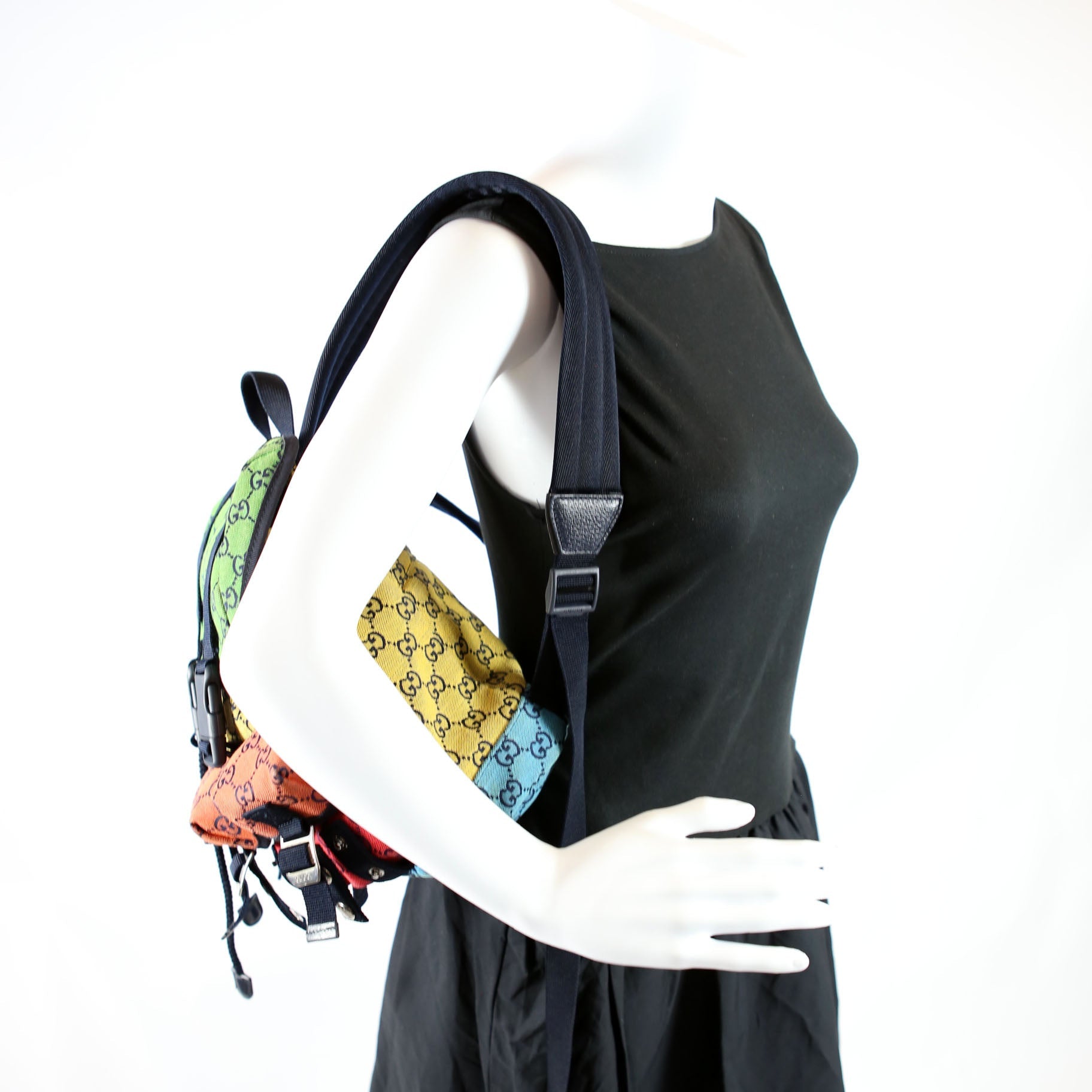 658783 GG Canvas Retro Utility Pocket Backpack Multicolor