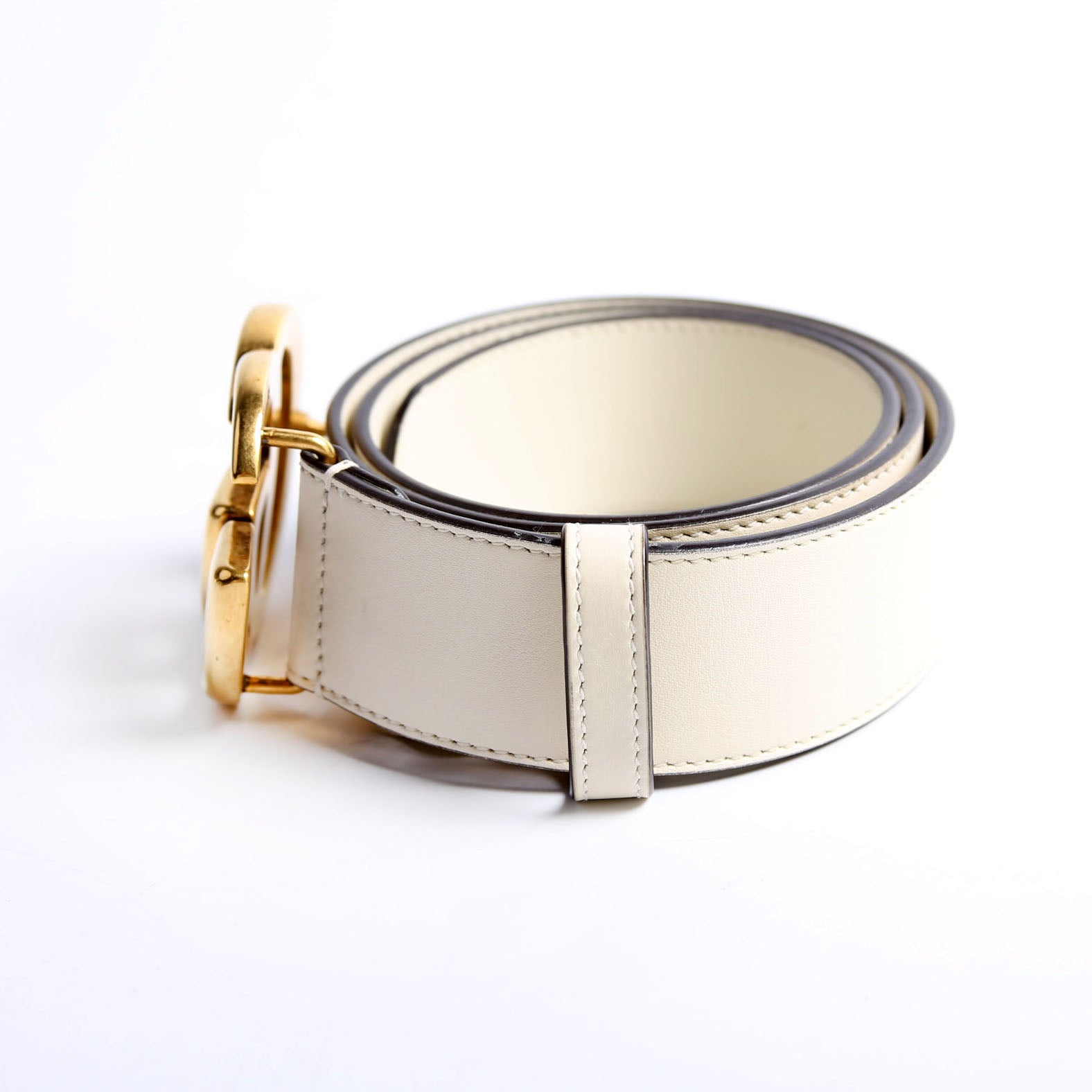Gucci 400593 Marmont GG Leather Belt Size 75/30 Ivory