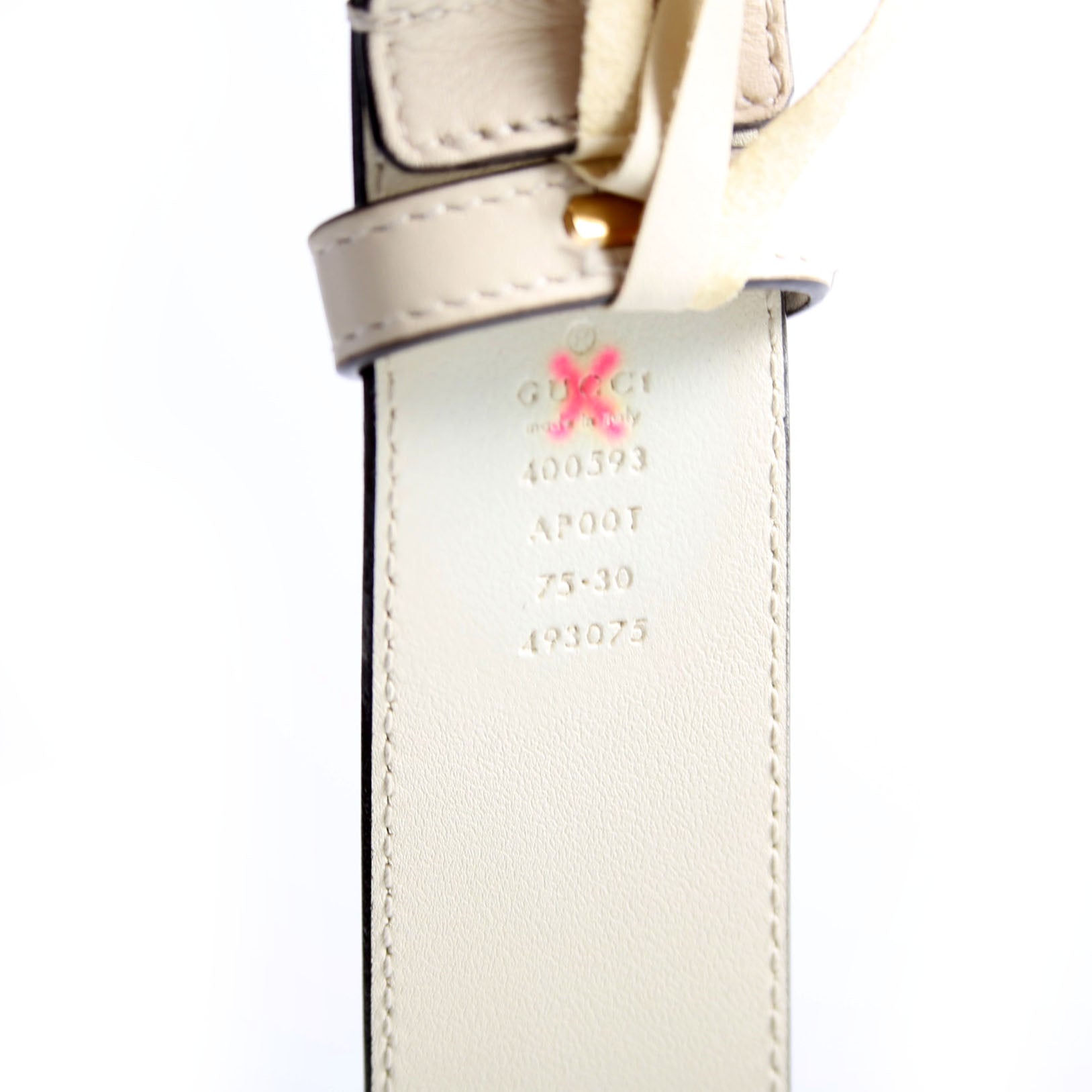 Gucci 400593 Marmont GG Leather Belt Size 75/30 Ivory