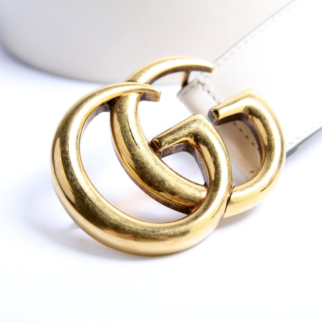 Gucci 400593 Marmont GG Leather Belt Size 75/30 Ivory