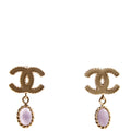CC Enamel Dangle Stud Earrings Gold/Purple