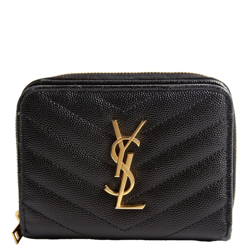 403723 Cassandre Grain De Poudre Compact Zip Around Wallet Black