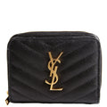 403723 Cassandre Grain De Poudre Compact Zip Around Wallet Black