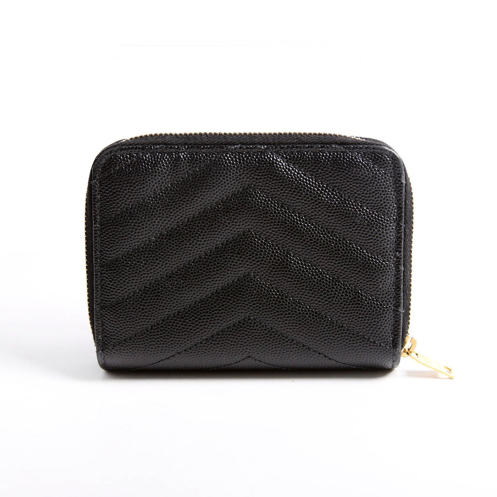 403723 Cassandre Grain De Poudre Compact Zip Around Wallet Black