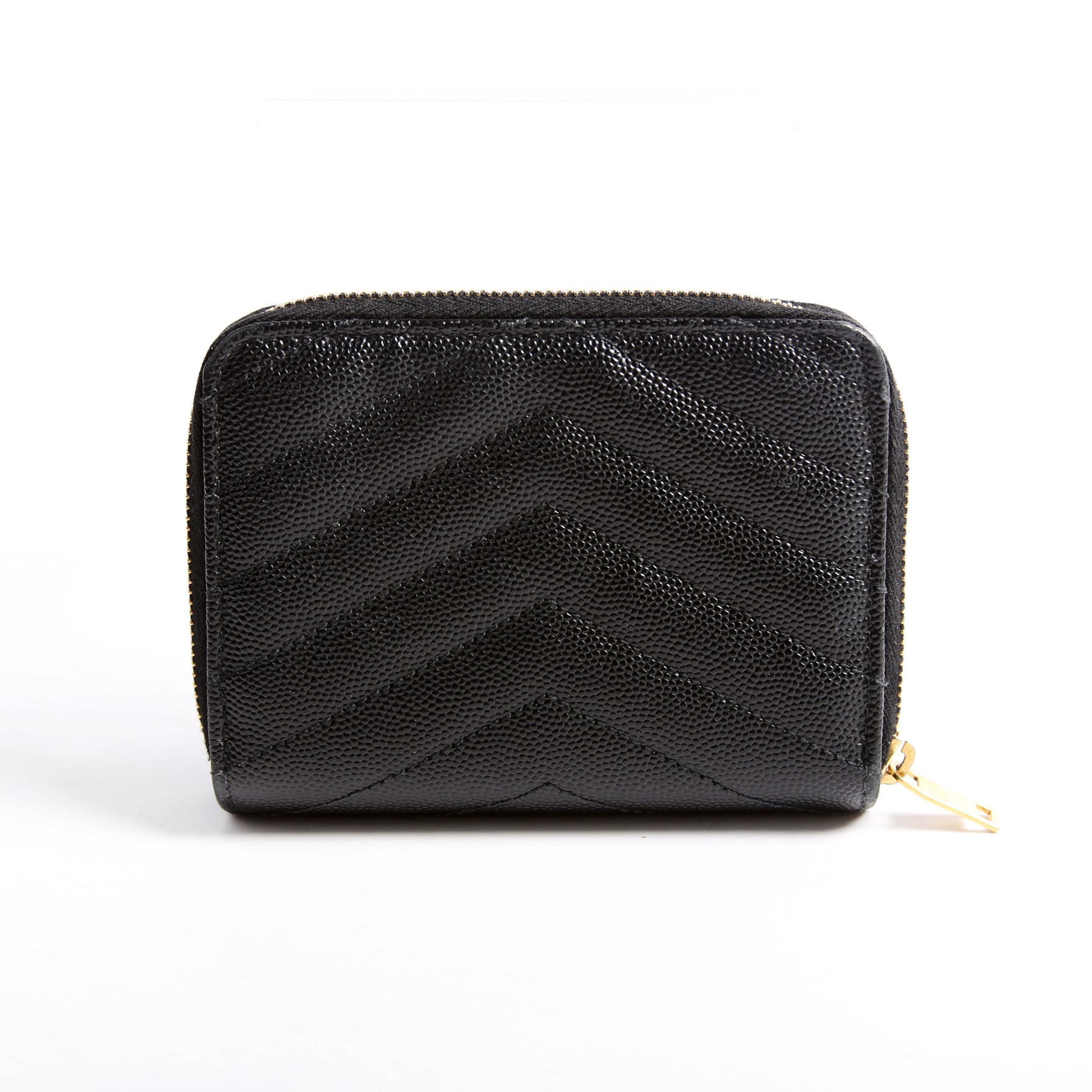 403723 Cassandre Grain De Poudre Compact Zip Around Wallet Black