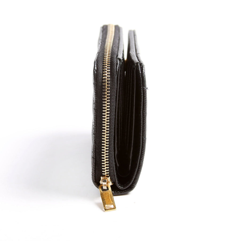 403723 Cassandre Grain De Poudre Compact Zip Around Wallet Black